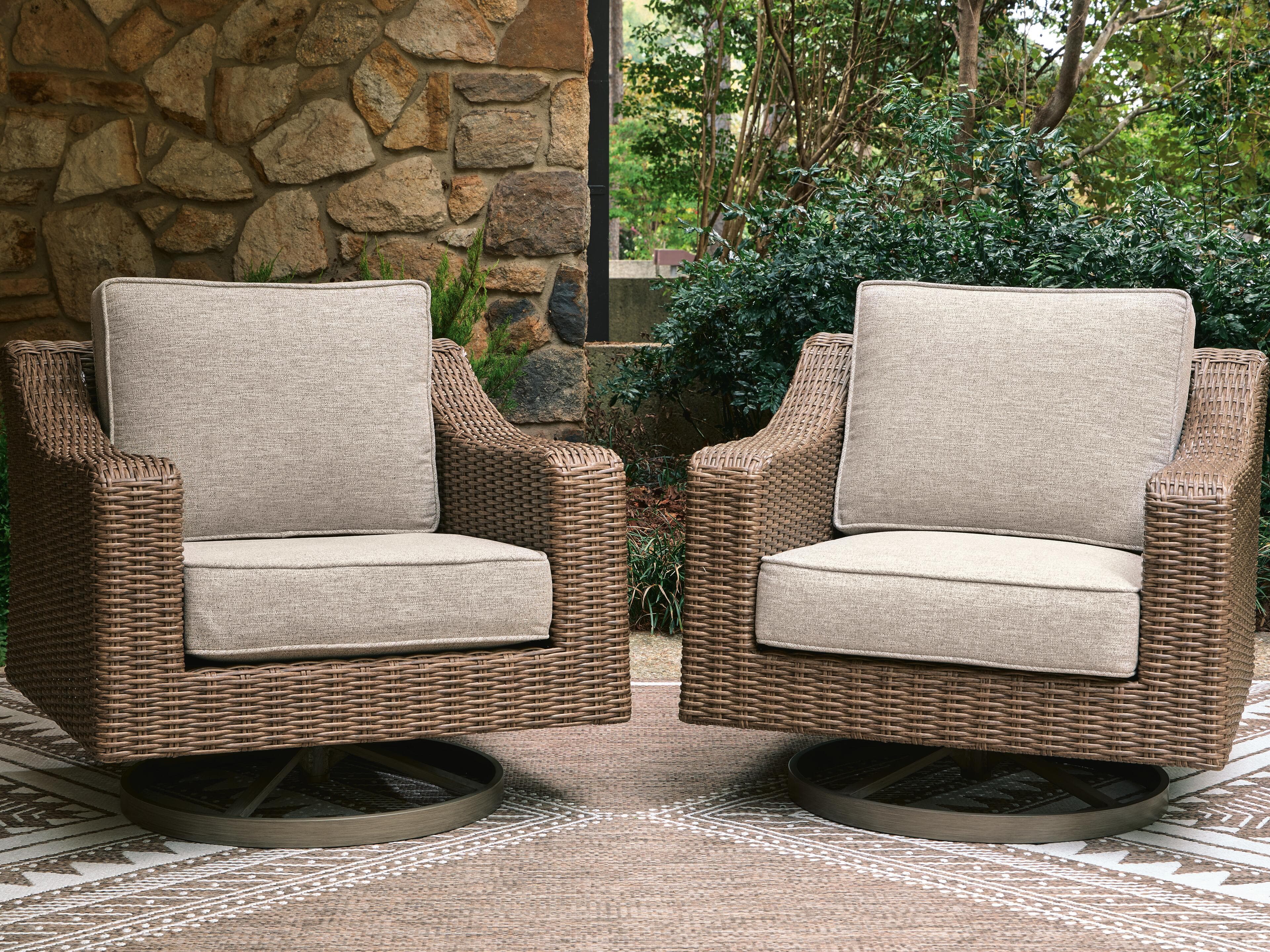 Revare Beach Swivel Lounge with Cushion — Beige — view 5