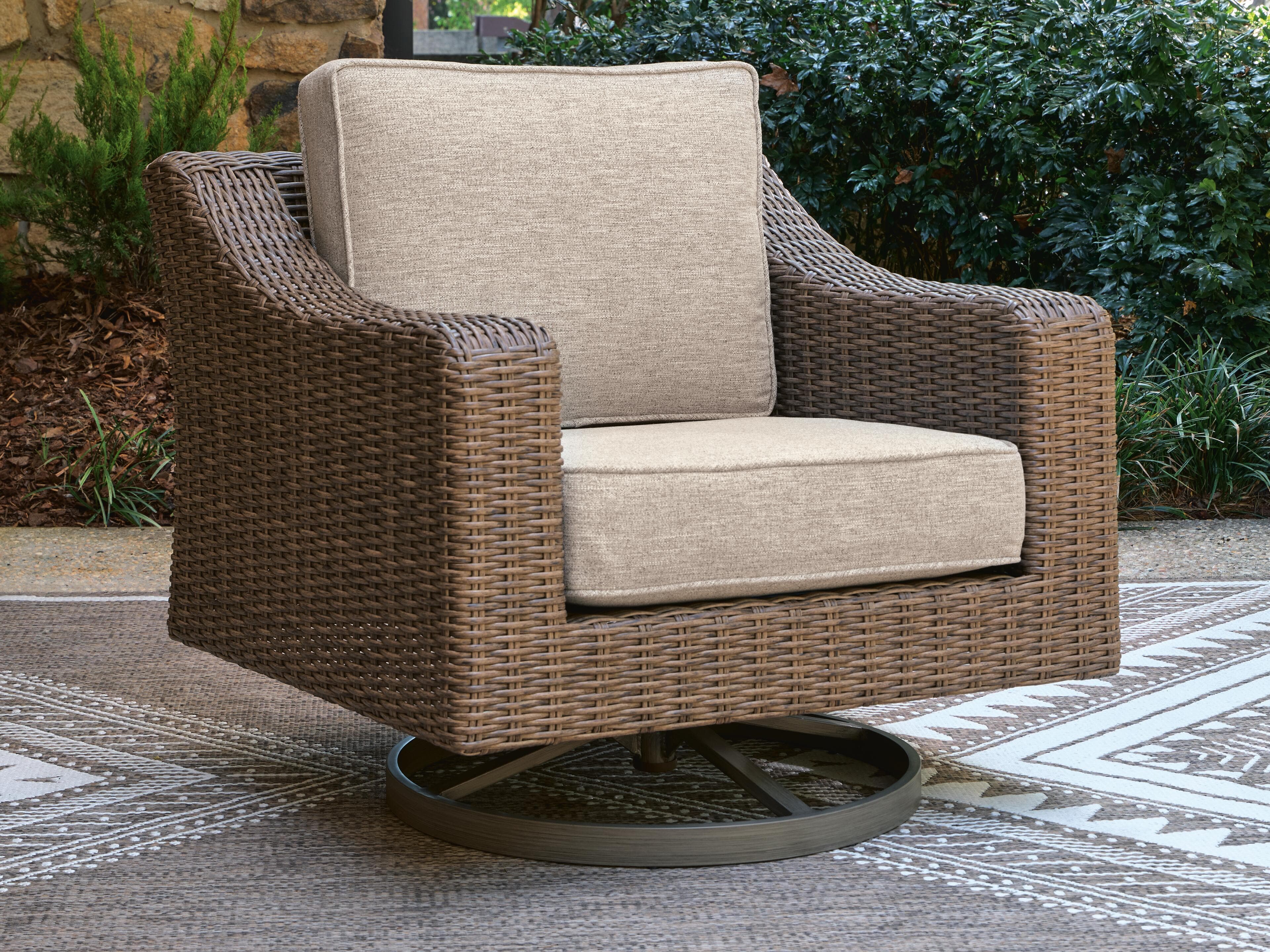 Revare Beach Swivel Lounge with Cushion — Beige — view 2