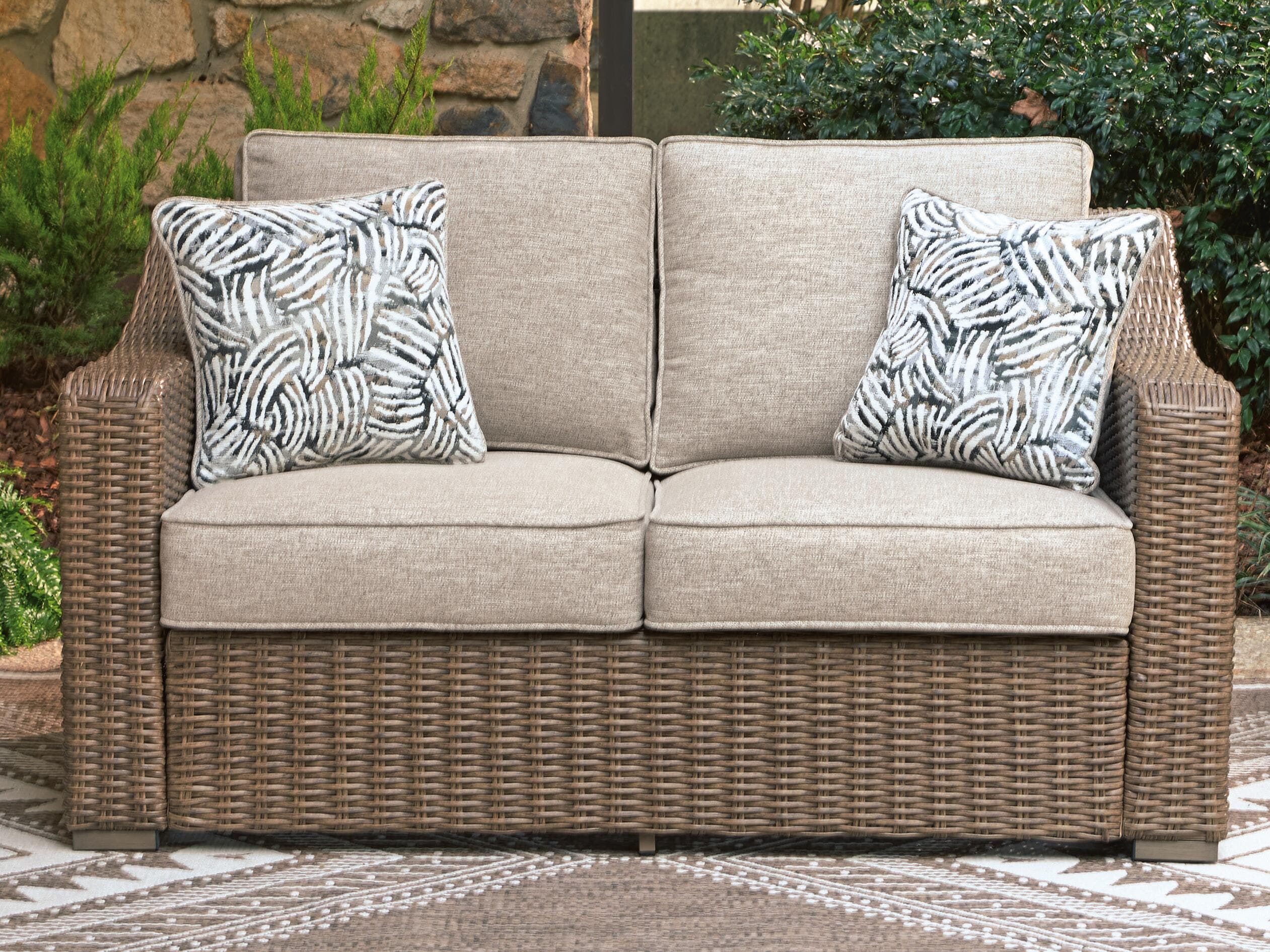 Revare Beach Outdoor Loveseat with Cushion — Beige — view 2