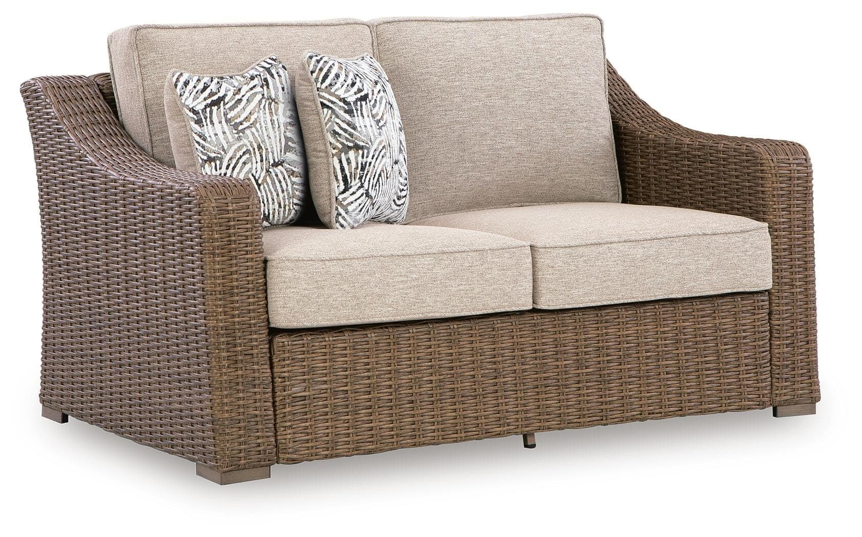 Revare Beach Outdoor Loveseat with Cushion — Beige — Elite Furniture Cincinnati