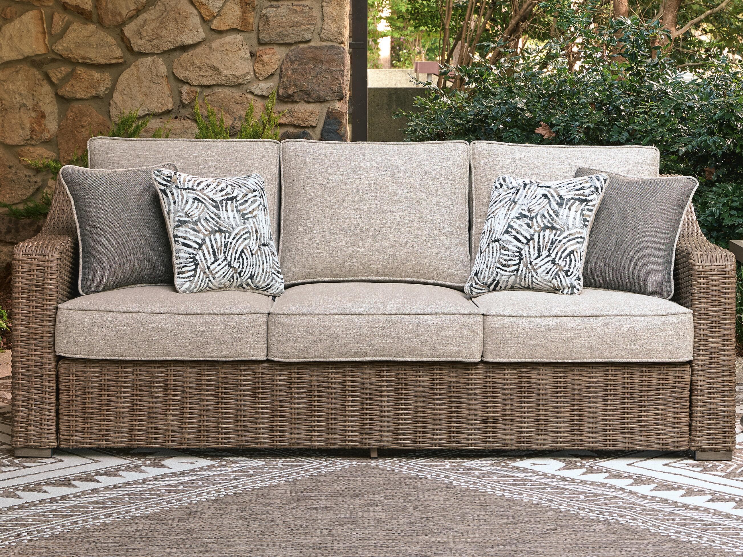 Revare Beach Outdoor Sofa with Cushion — Beige — view 2