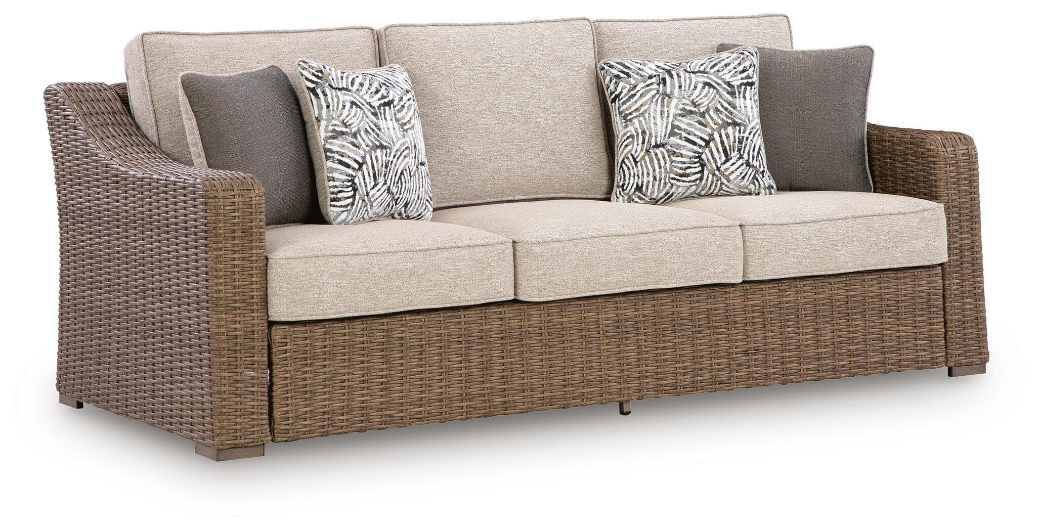 Revare Beach Outdoor Sofa with Cushion — Beige — Elite Furniture Cincinnati