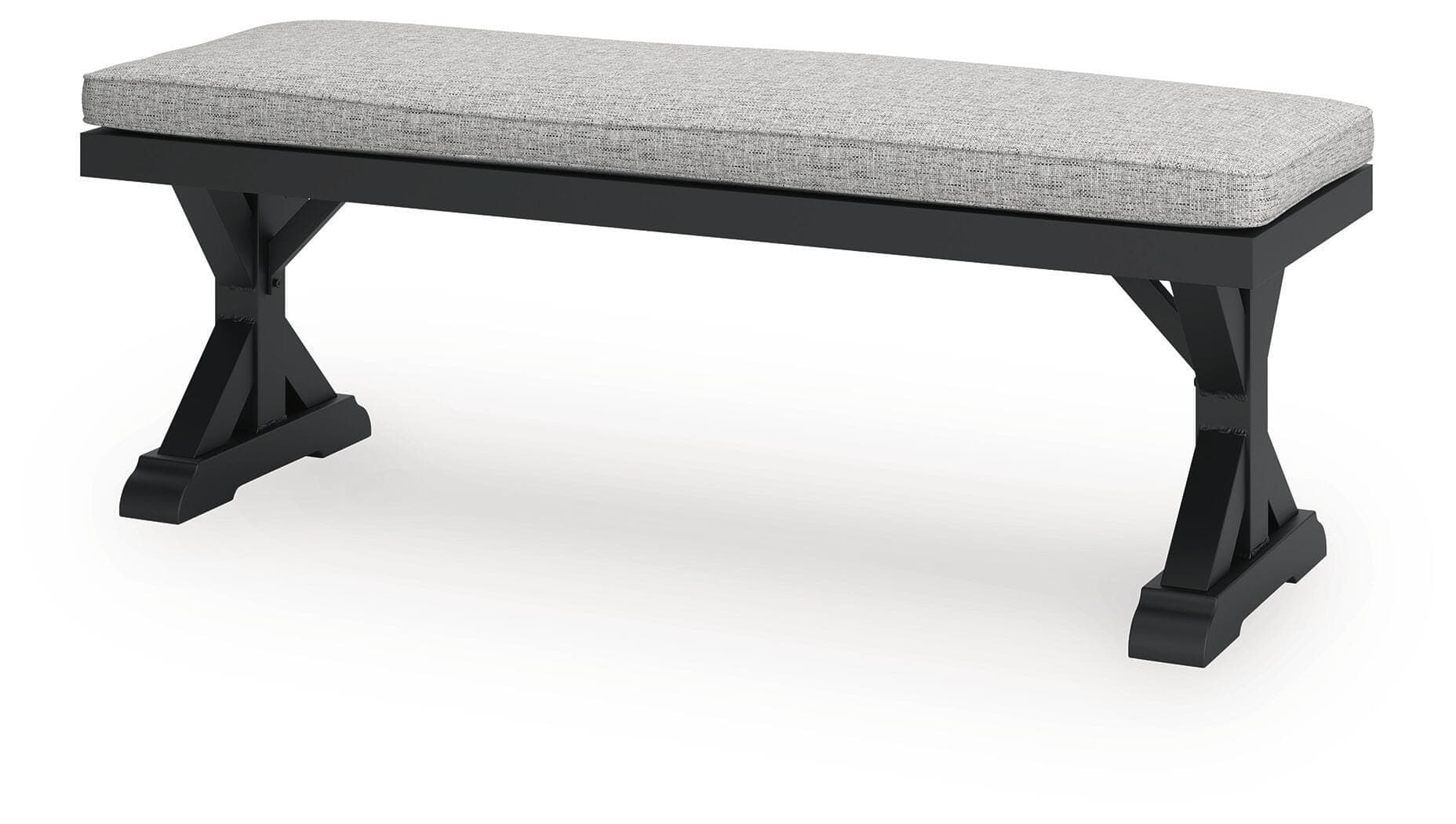 Beachcroft Outdoor Bench with Cushion — Black/Gray — view 3