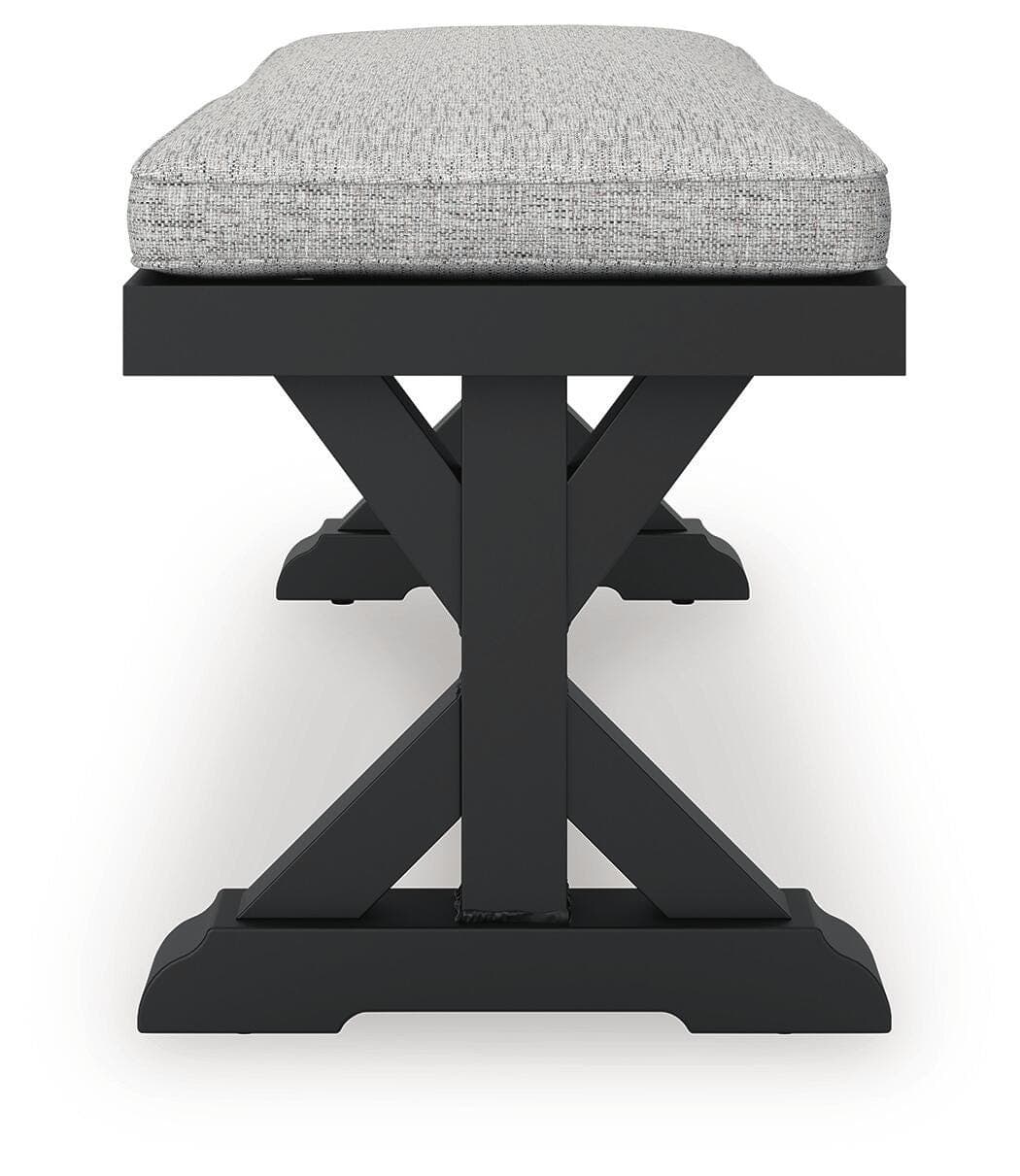 Beachcroft Outdoor Bench with Cushion — Black/Gray — view 6
