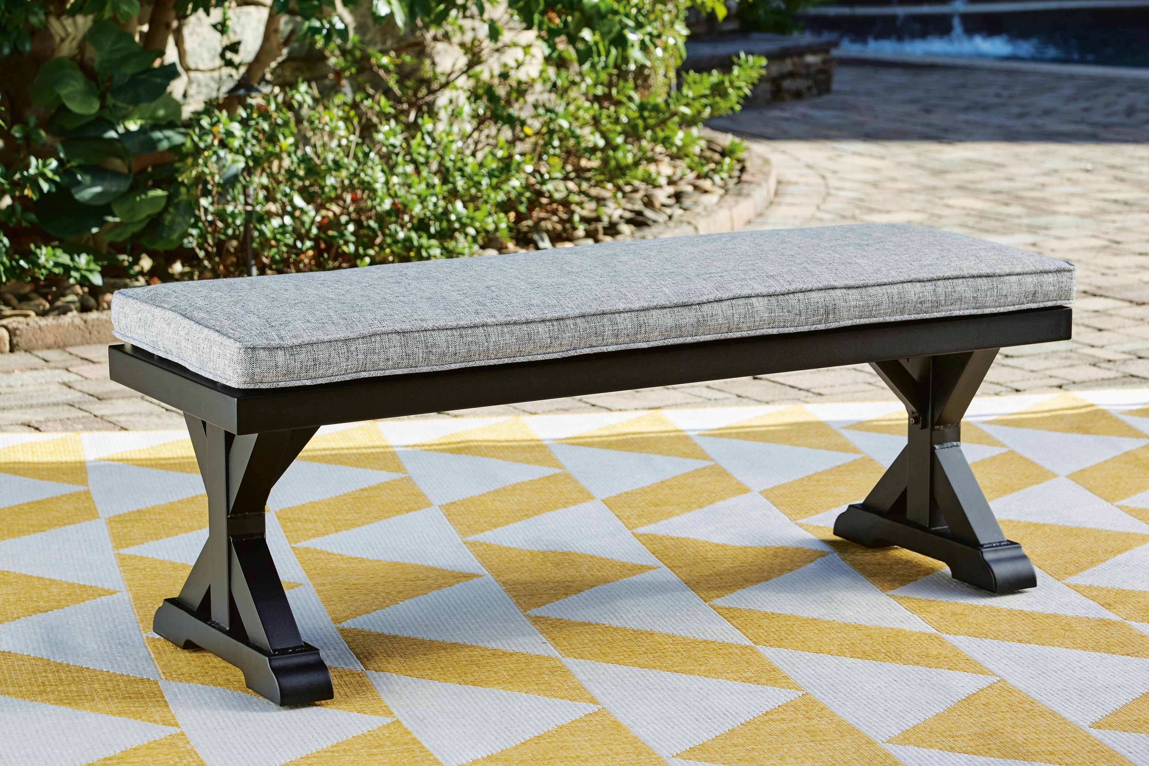 Beachcroft Outdoor Bench with Cushion — Black/Gray — view 2