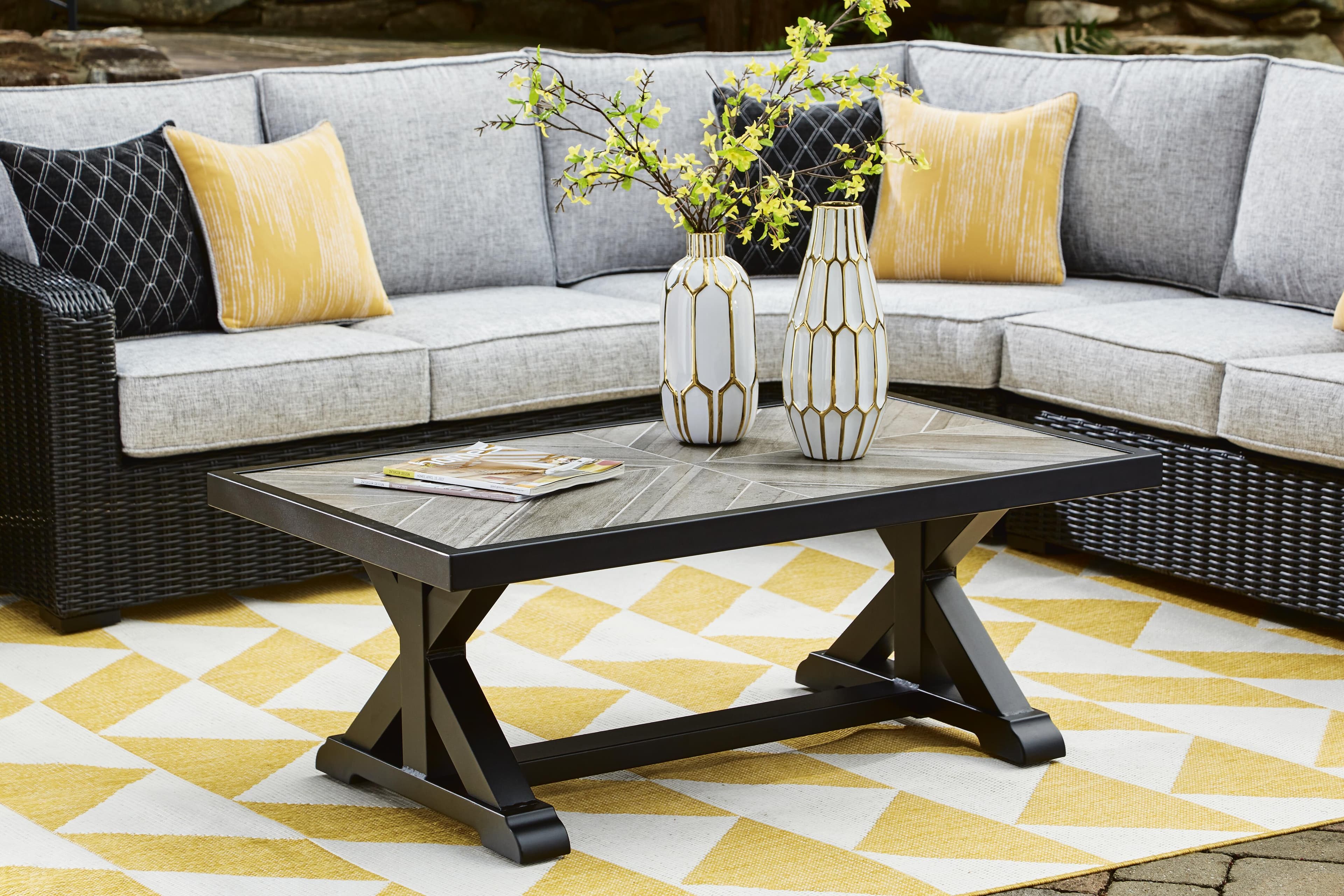 Beachcroft Outdoor Coffee Table — Black/Gray — view 2