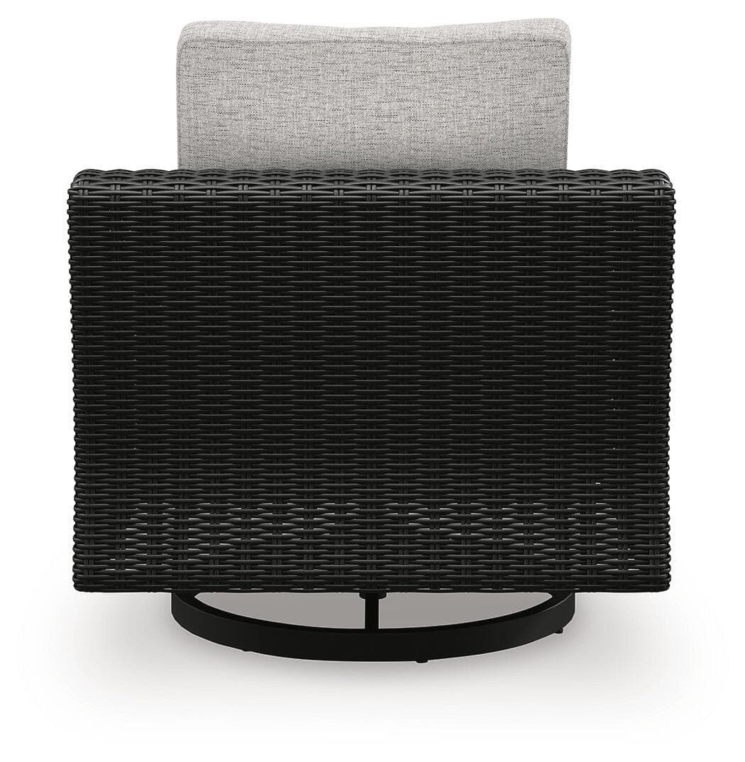 Beachcroft Outdoor Swivel Lounge with Cushion — Black/Gray — view 5
