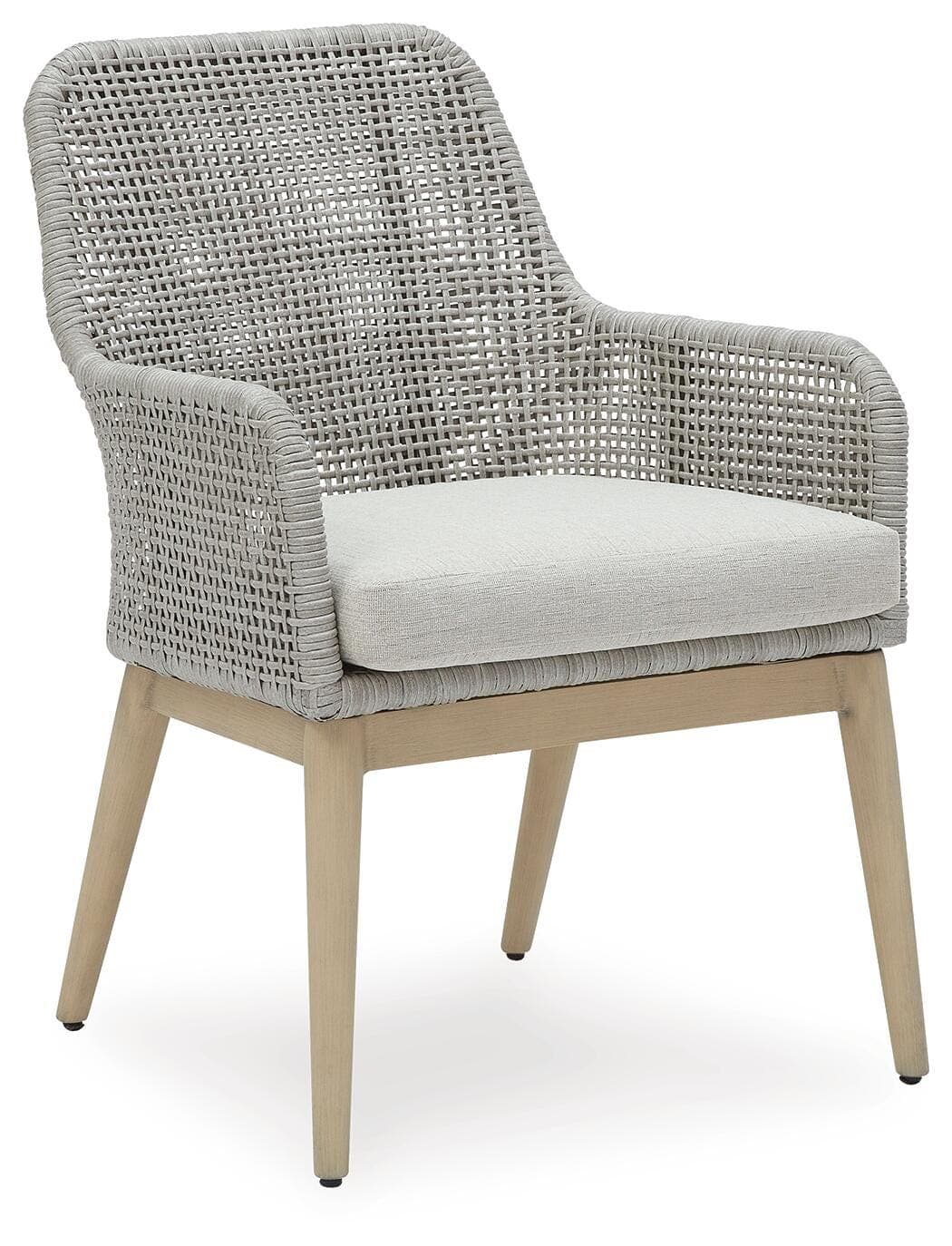Seton Creek Outdoor Dining Arm Chair (Set of 2) — Black/Gray & Brown/Beige — view 3