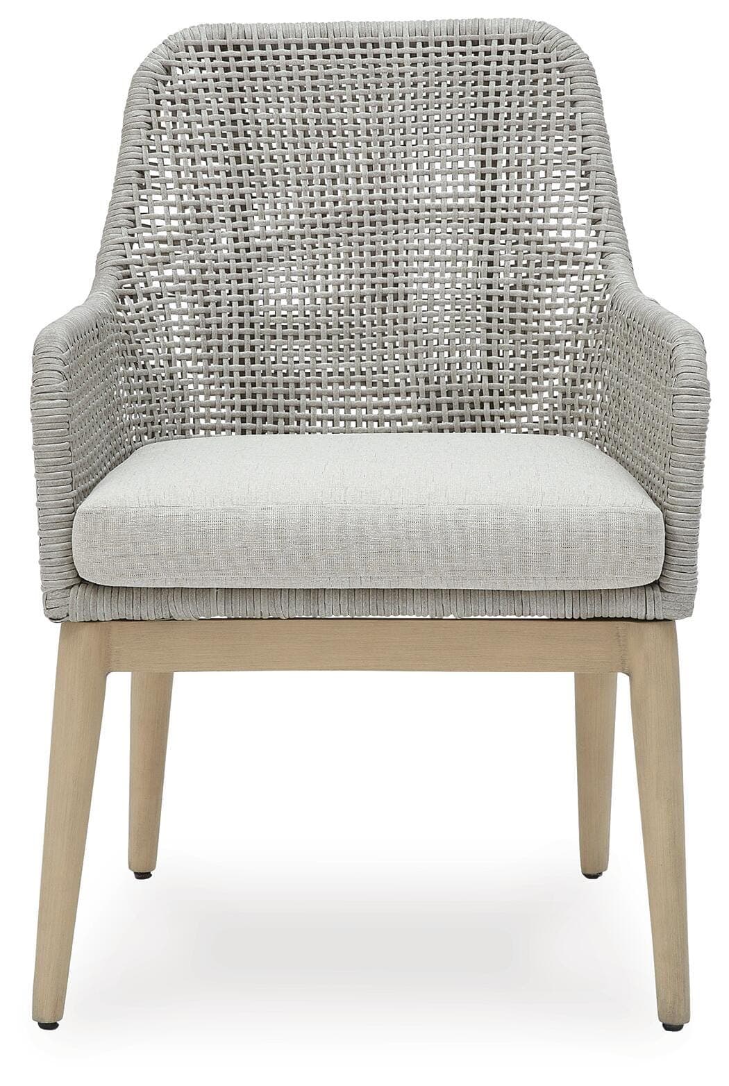 Seton Creek Outdoor Dining Arm Chair (Set of 2) — Black/Gray & Brown/Beige — view 4