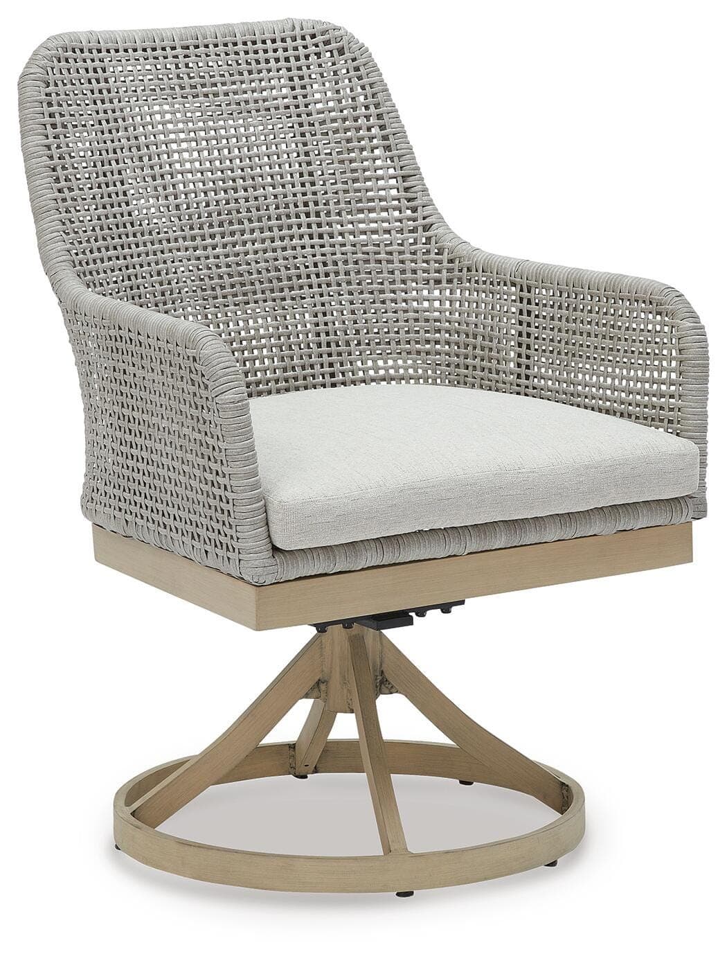 Seton Creek Outdoor Swivel Dining Chair (Set of 2) — Black/Gray & Brown/Beige — view 3