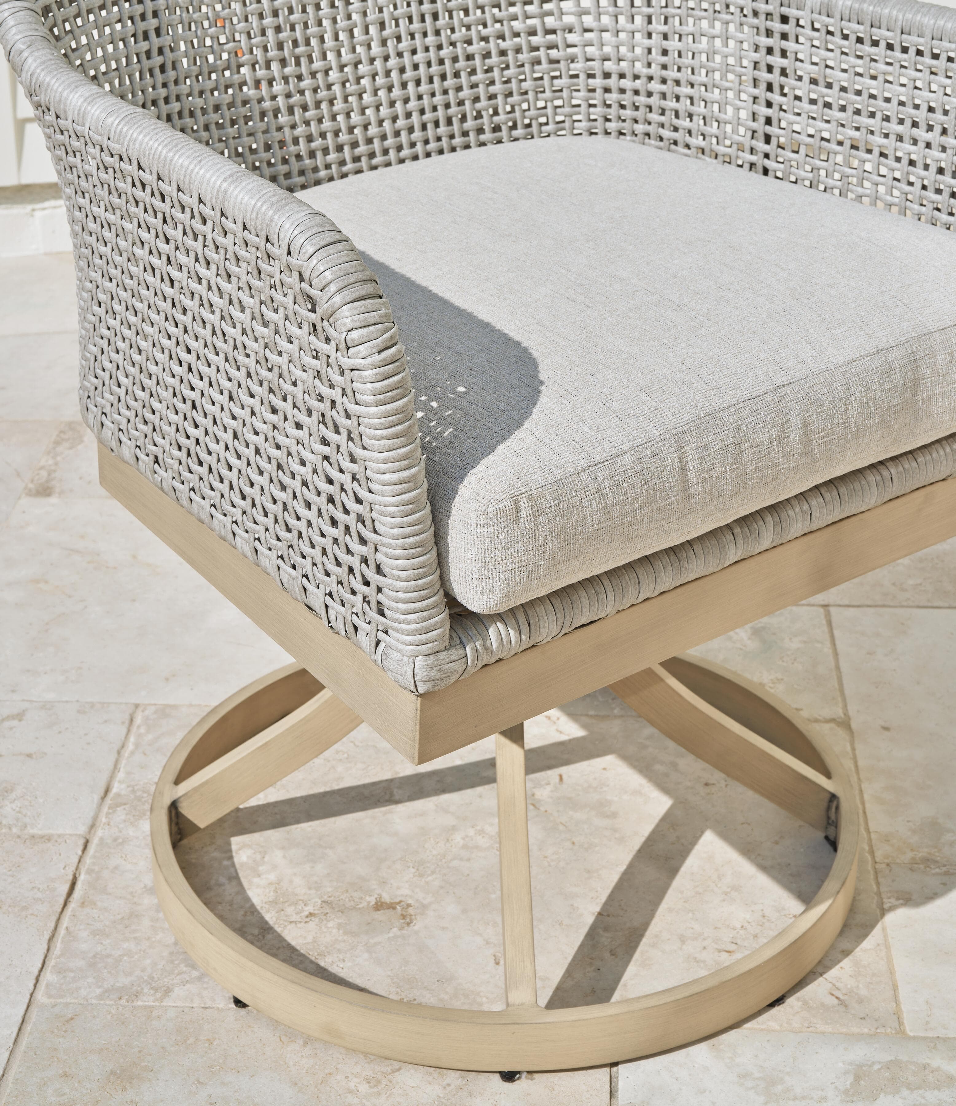 Seton Creek Outdoor Swivel Dining Chair (Set of 2) — Black/Gray & Brown/Beige — view 7