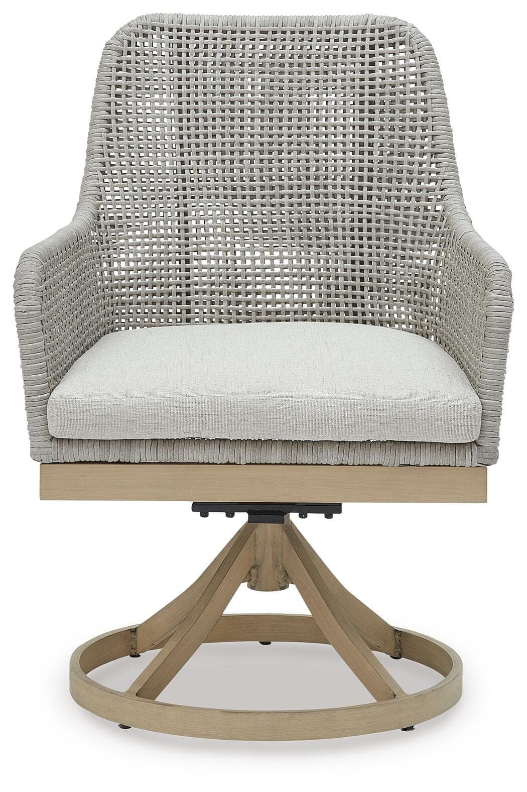 Seton Creek Outdoor Swivel Dining Chair (Set of 2) — Black/Gray & Brown/Beige — view 4