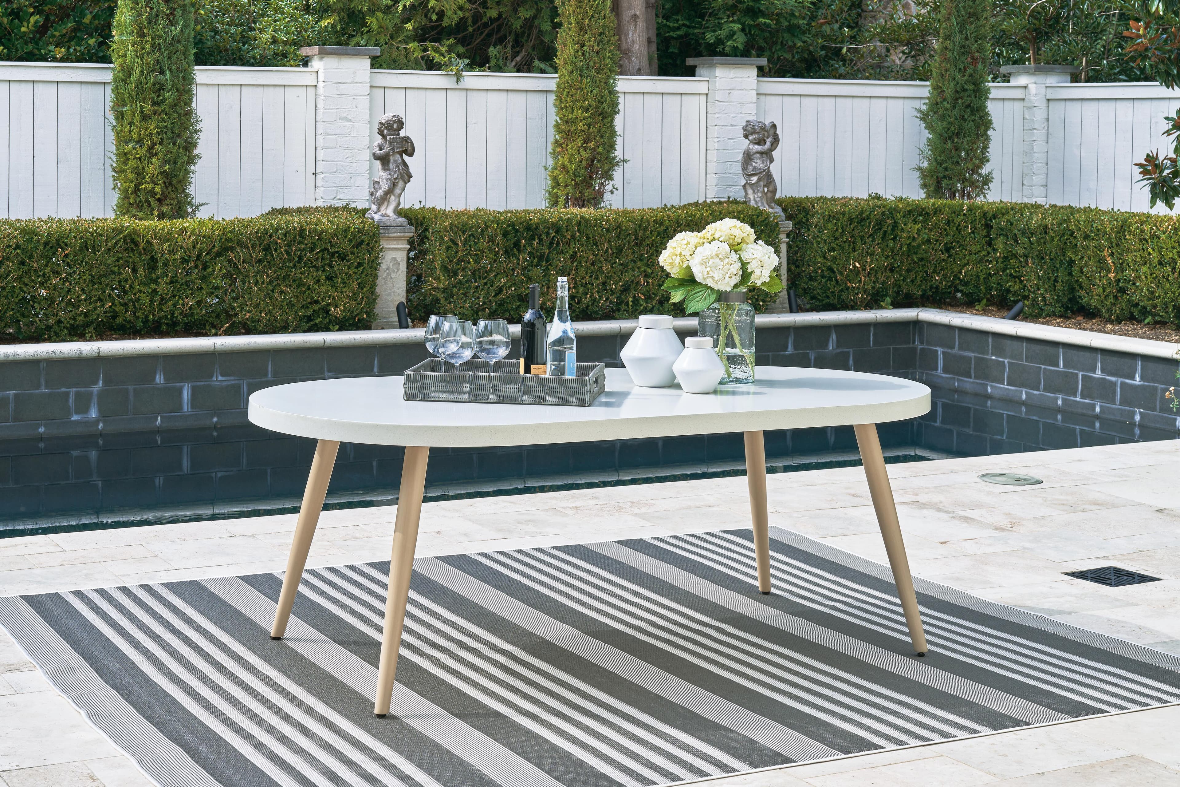 Seton Creek Outdoor Dining Table — Black/Gray & Brown/Beige — view 2
