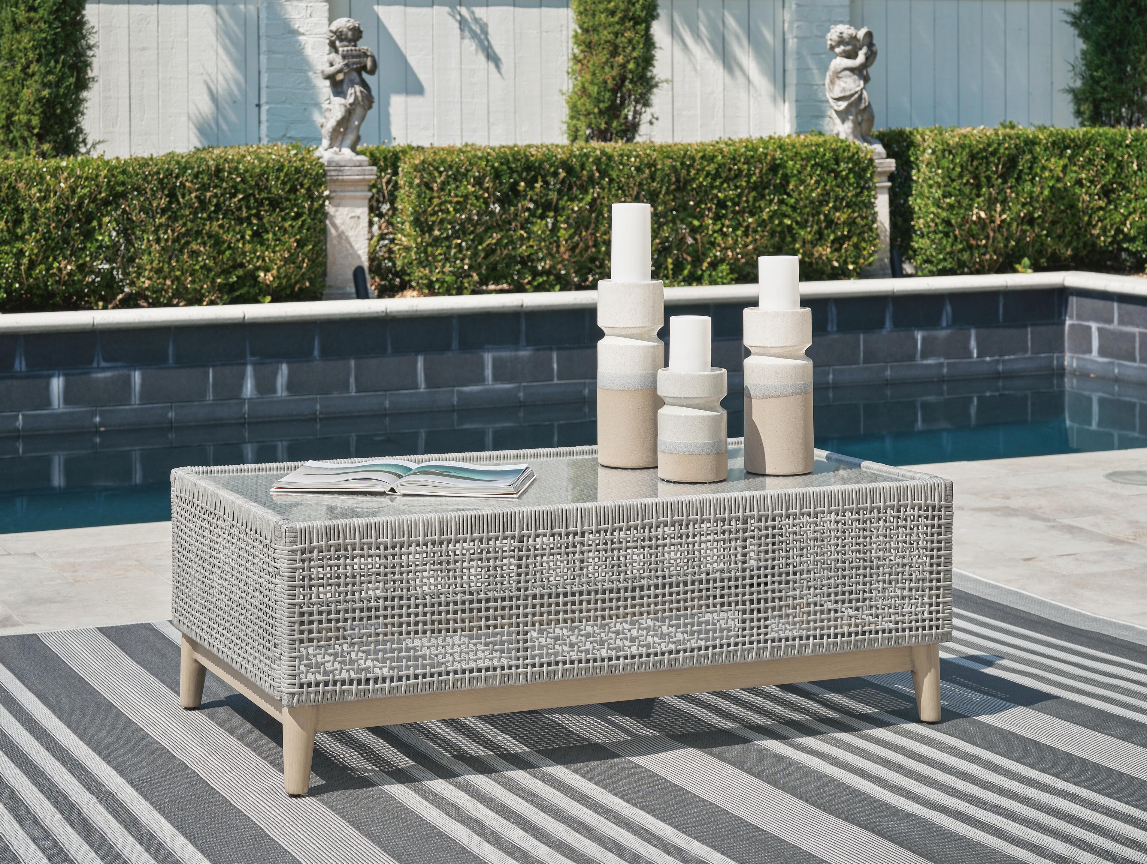 Seton Creek Outdoor Coffee Table — Black/Gray & Brown/Beige — view 2