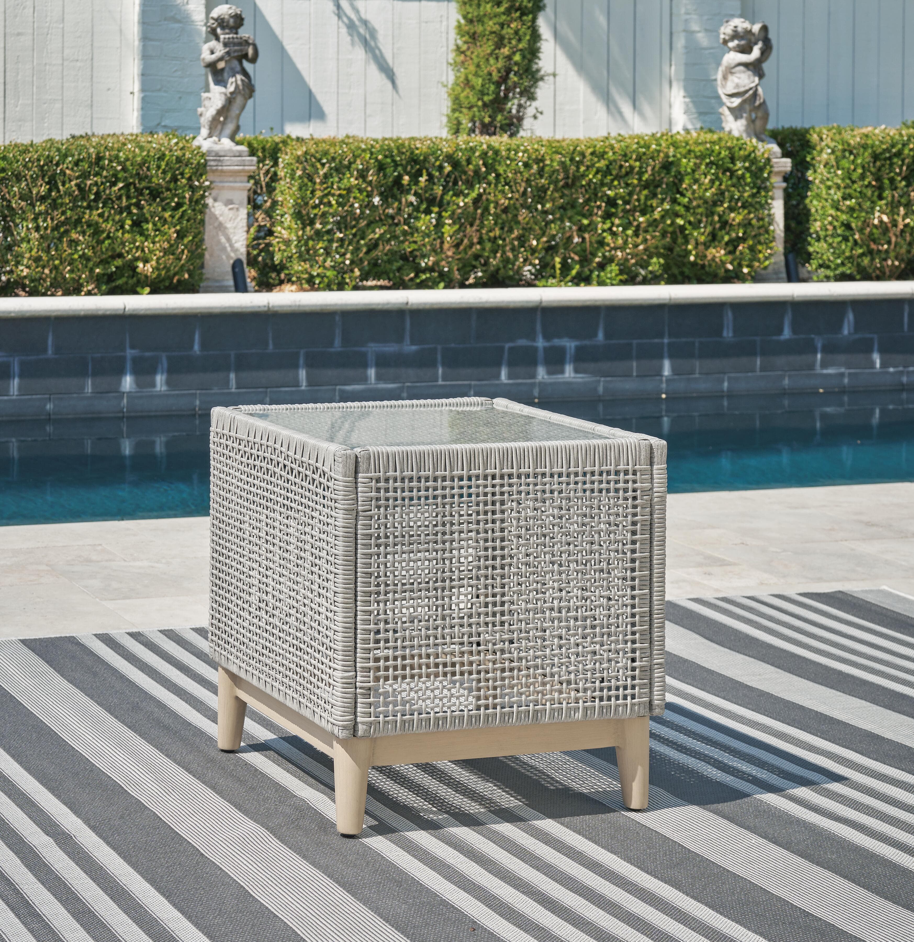 Seton Creek Outdoor End Table — Black/Gray & Brown/Beige — view 2