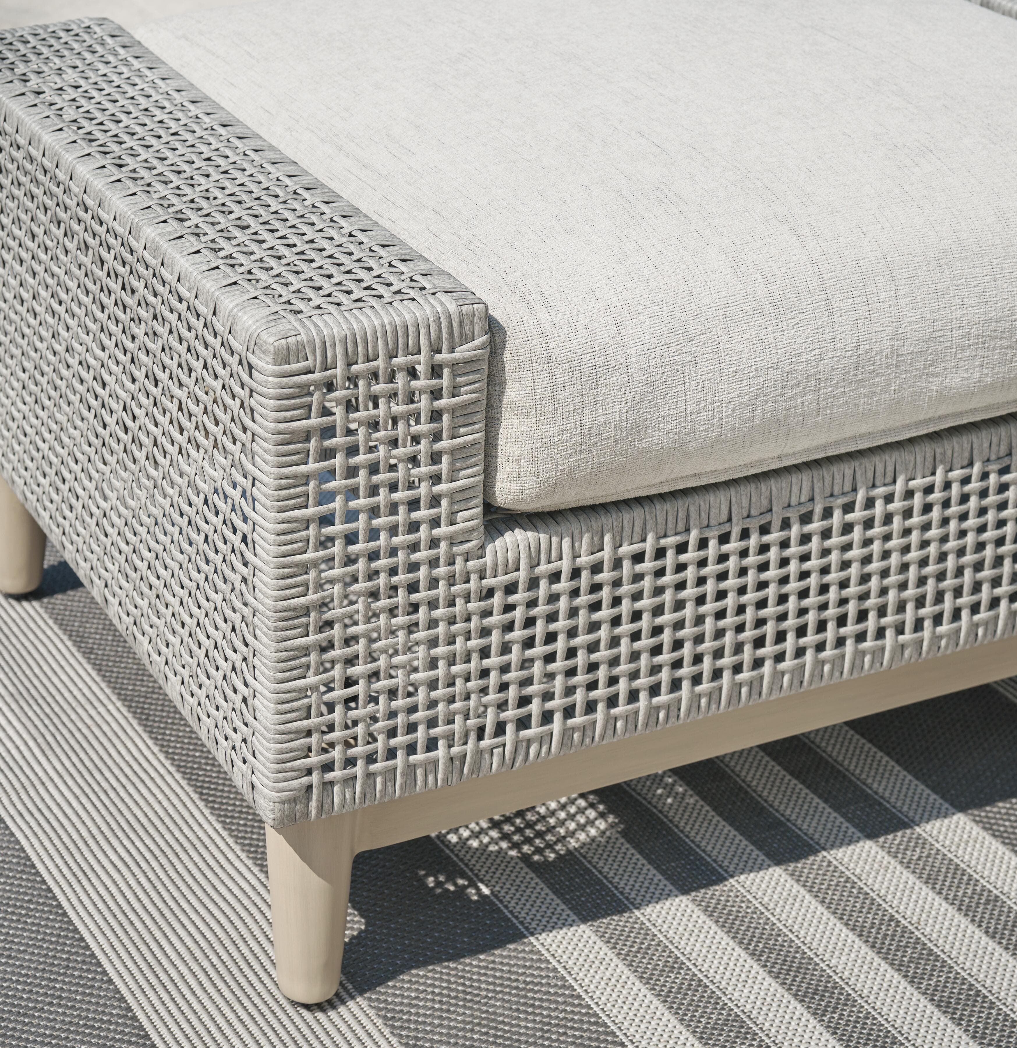 Seton Creek Outdoor Ottoman with Cushion — Black/Gray & Brown/Beige — view 6