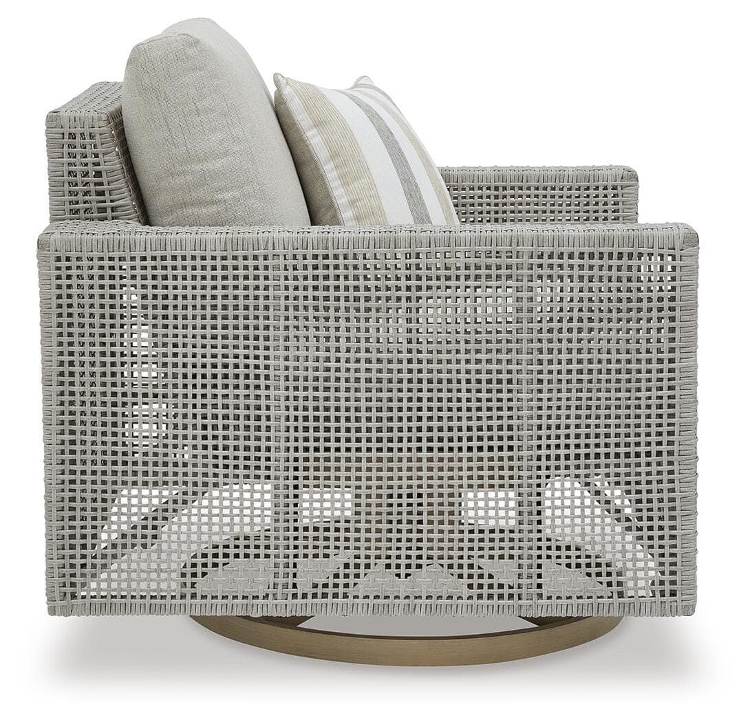 Seton Creek Outdoor Swivel Lounge with Cushion — Black/Gray & Brown/Beige — view 4