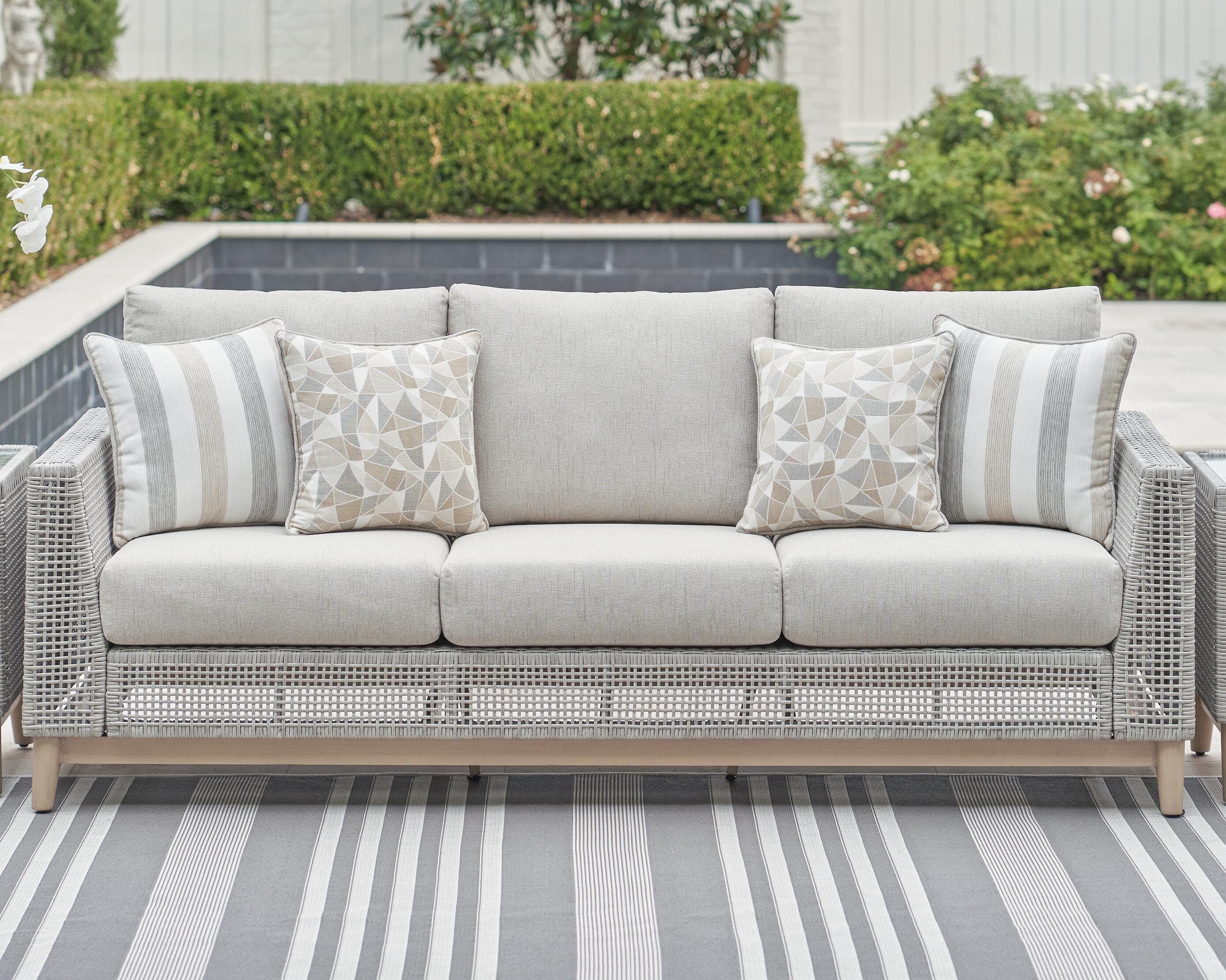 Seton Creek Outdoor Sofa with Cushion — Black/Gray & Brown/Beige — view 2