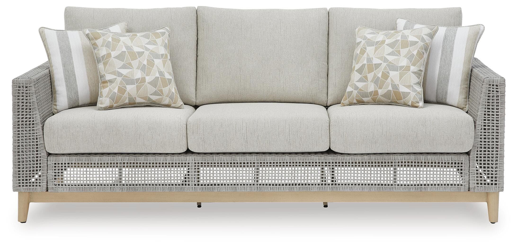 Seton Creek Outdoor Sofa with Cushion — Black/Gray & Brown/Beige — view 3