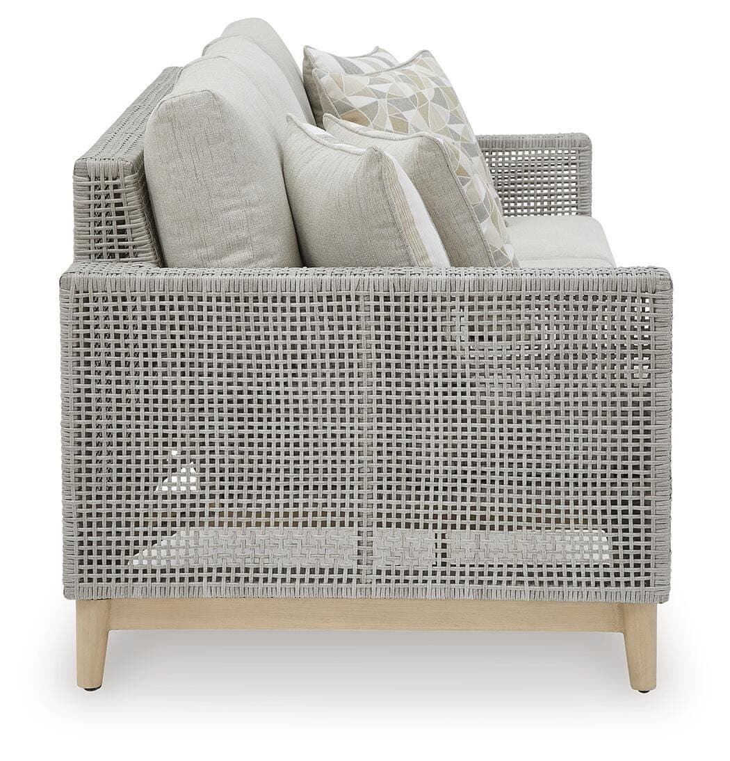 Seton Creek Outdoor Sofa with Cushion — Black/Gray & Brown/Beige — view 4