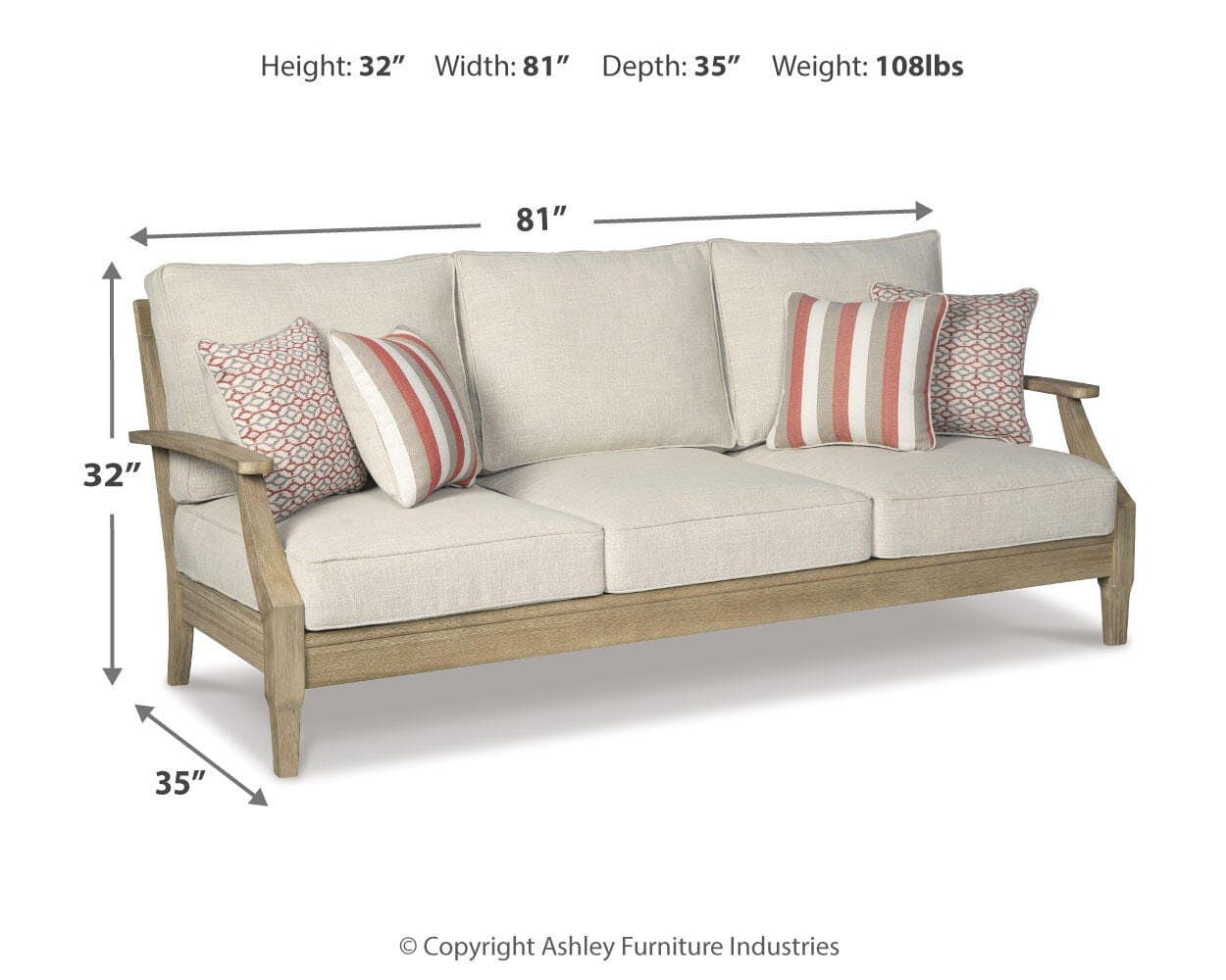 Clare View Sofa with Cushion — White & Brown/Beige — view 4