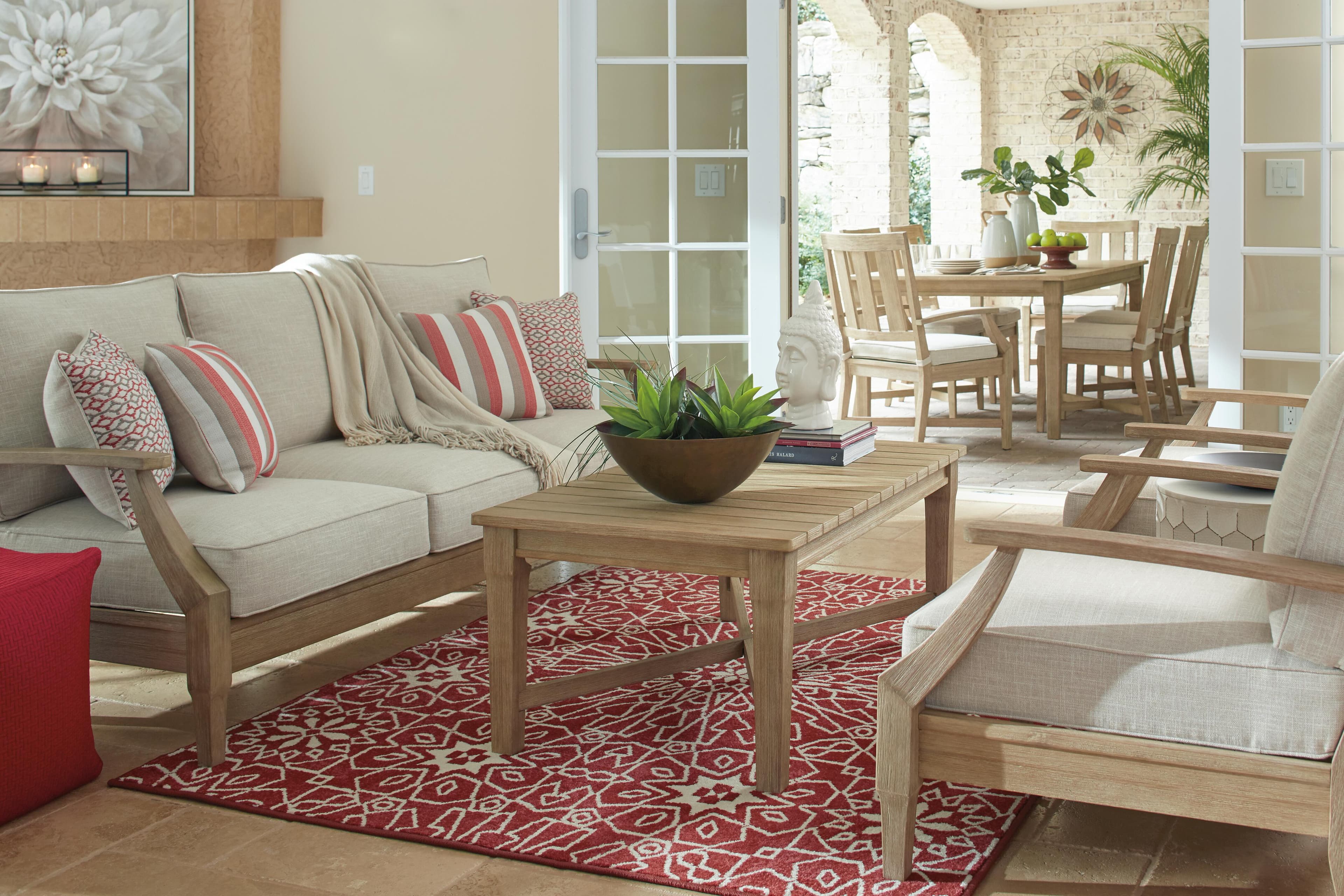 Clare View Sofa with Cushion — White & Brown/Beige — view 6