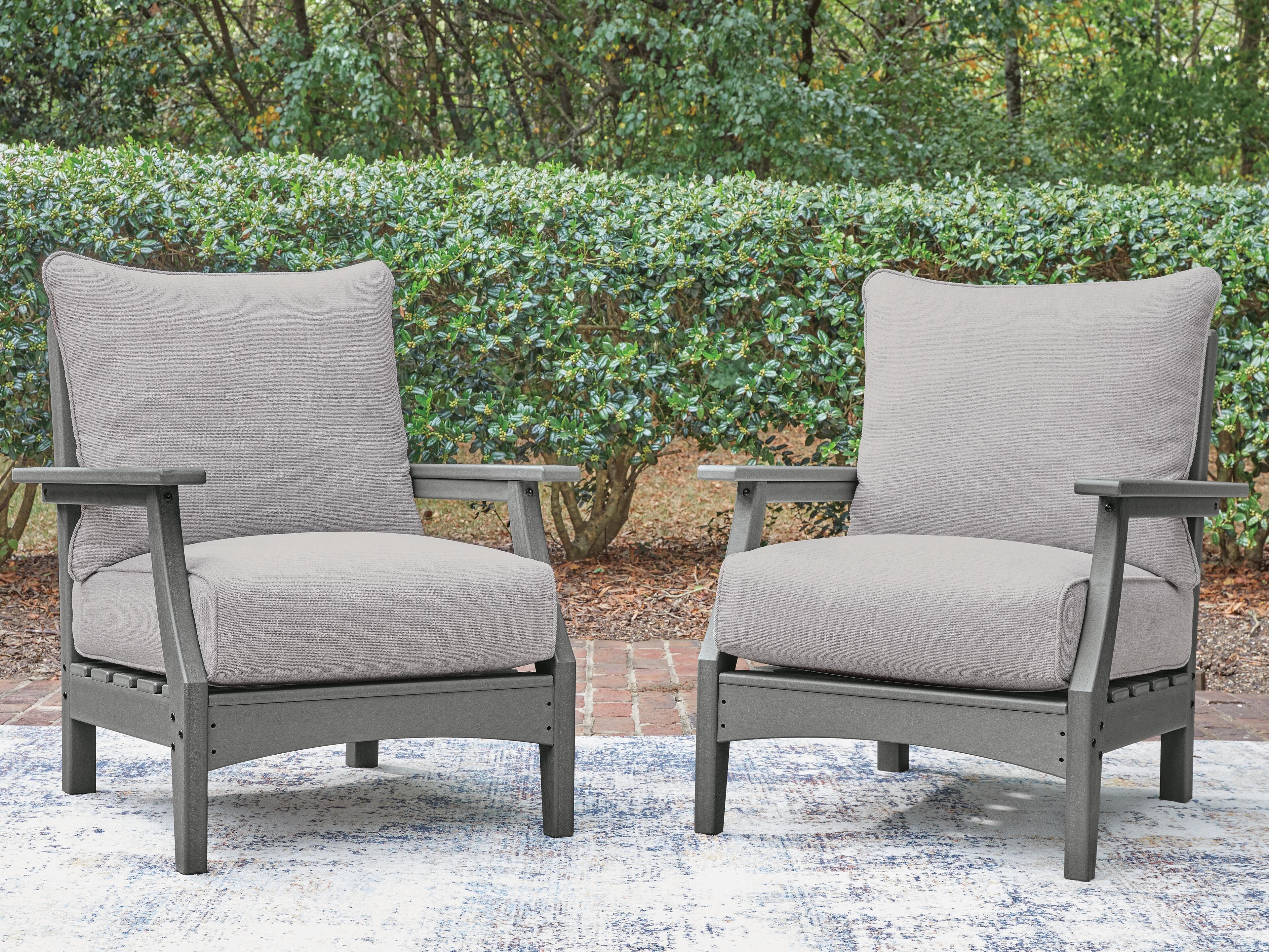 Lone View Bay Outdoor Lounge Chair with Cushion — Gray — view 2