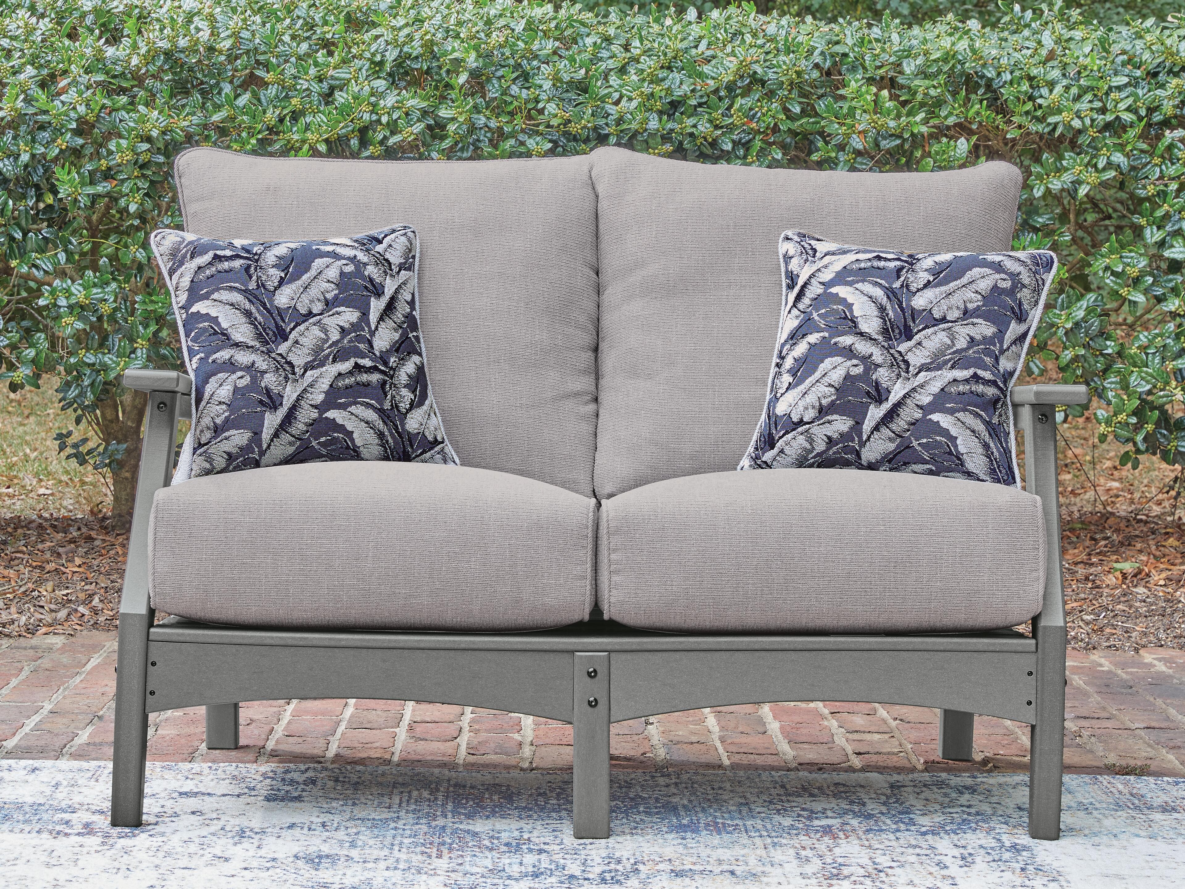 Lone View Bay Outdoor Loveseat with Cushion — Gray — view 2
