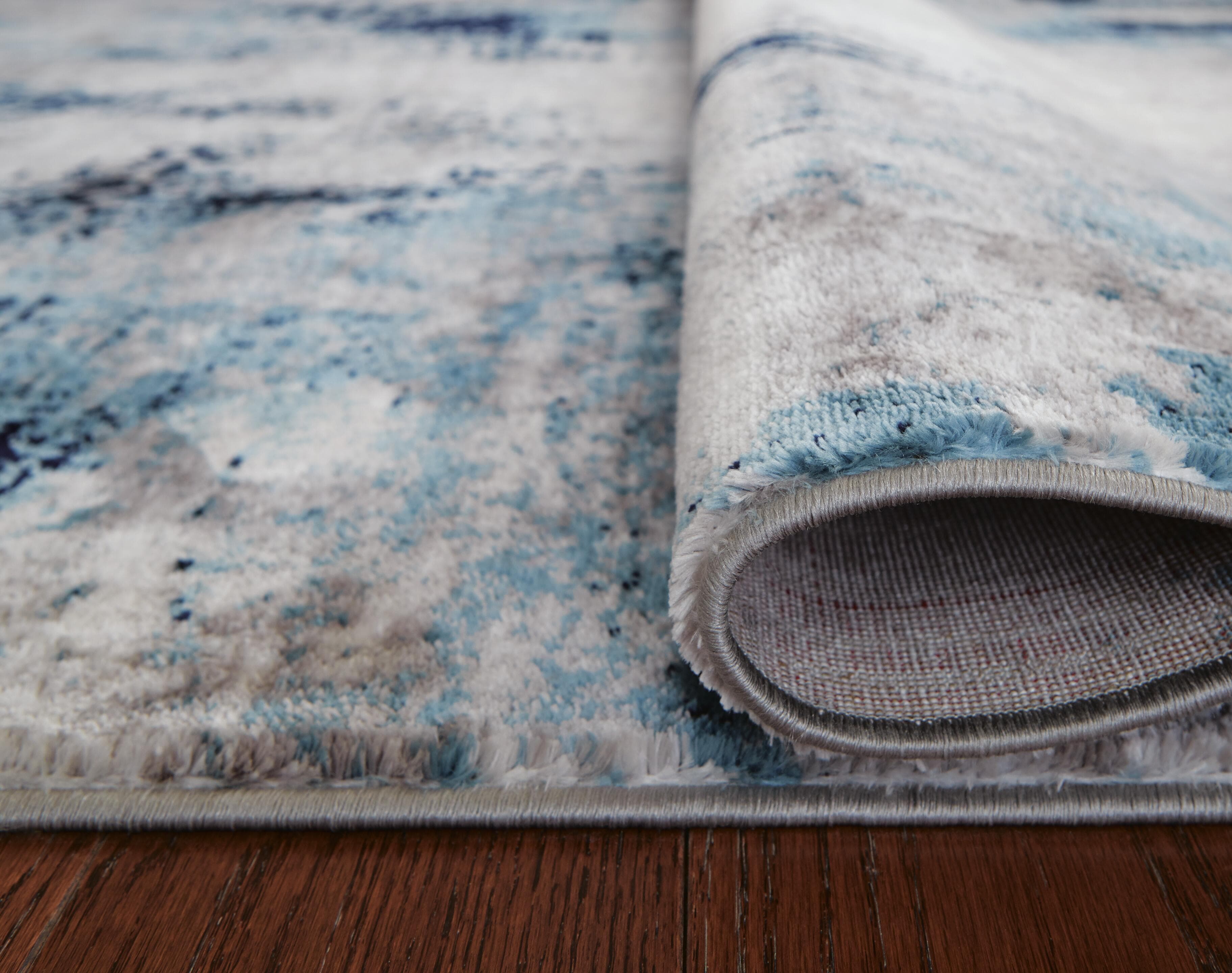 Leonelle 7'10" x 10' Rug — White, Black/Gray & Blue — view 4