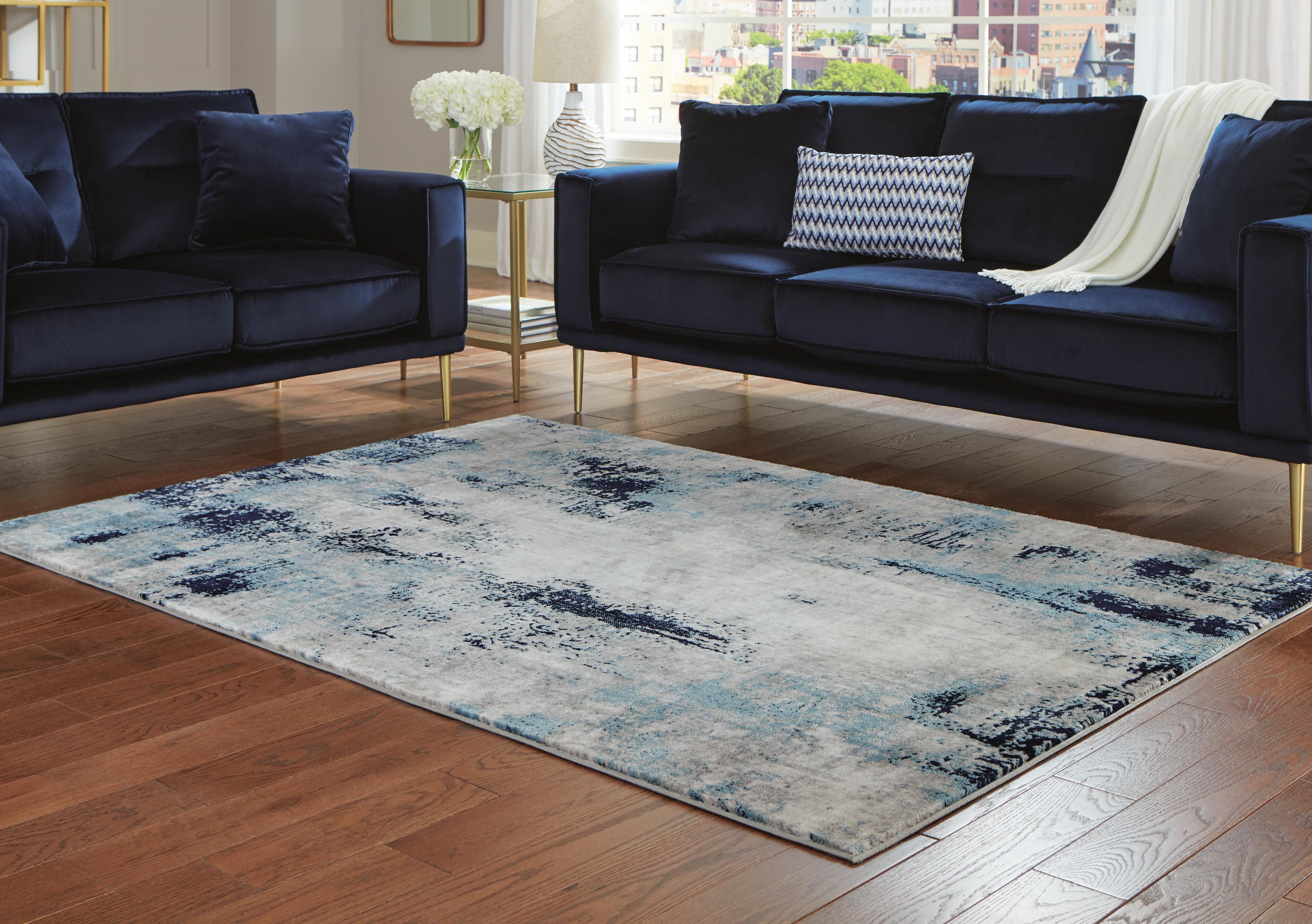 Leonelle 7'10" x 10' Rug — White, Black/Gray & Blue — view 2