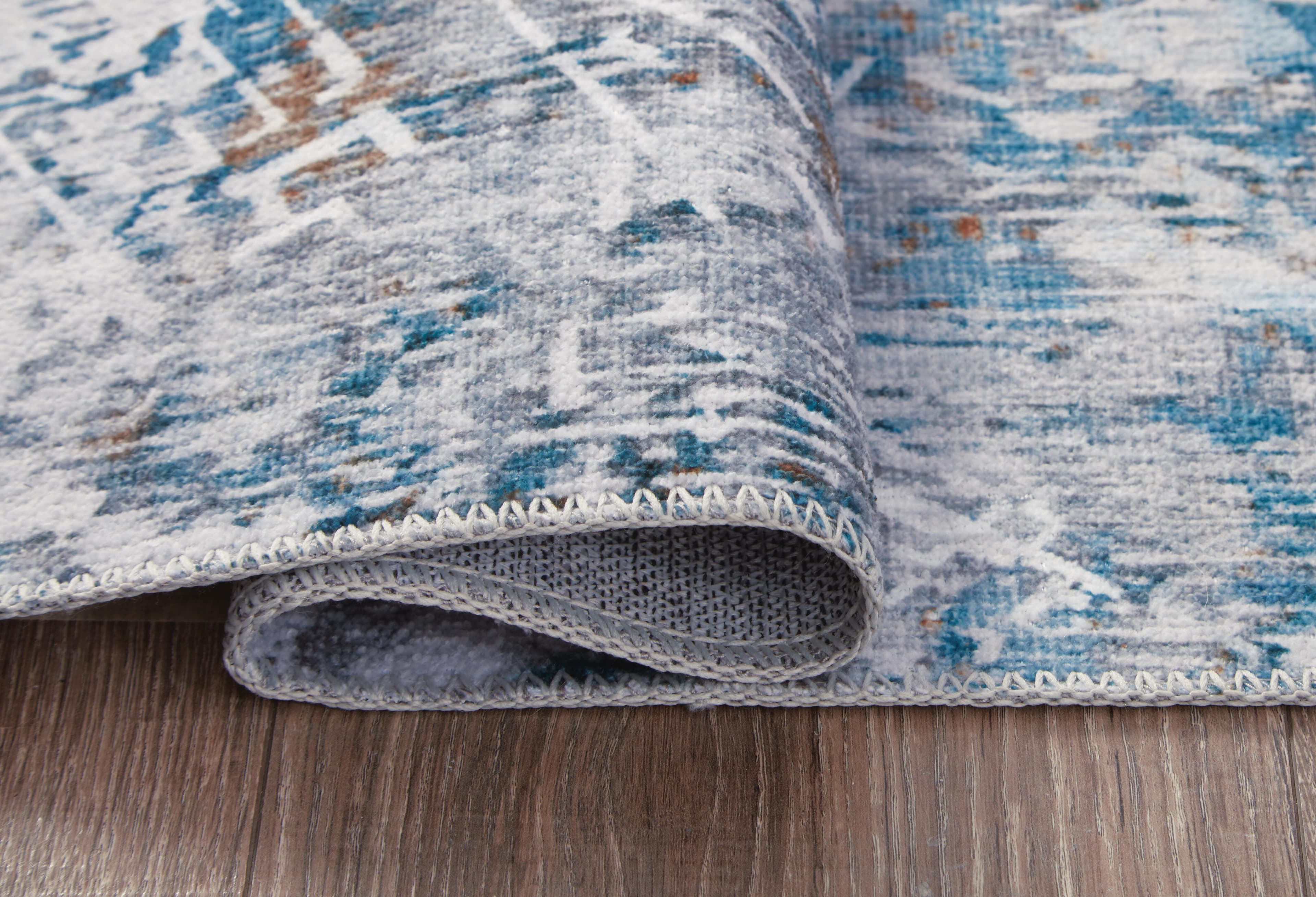 Garyard 5' x 7' Washable Rug — White, Black/Gray & Blue — view 4