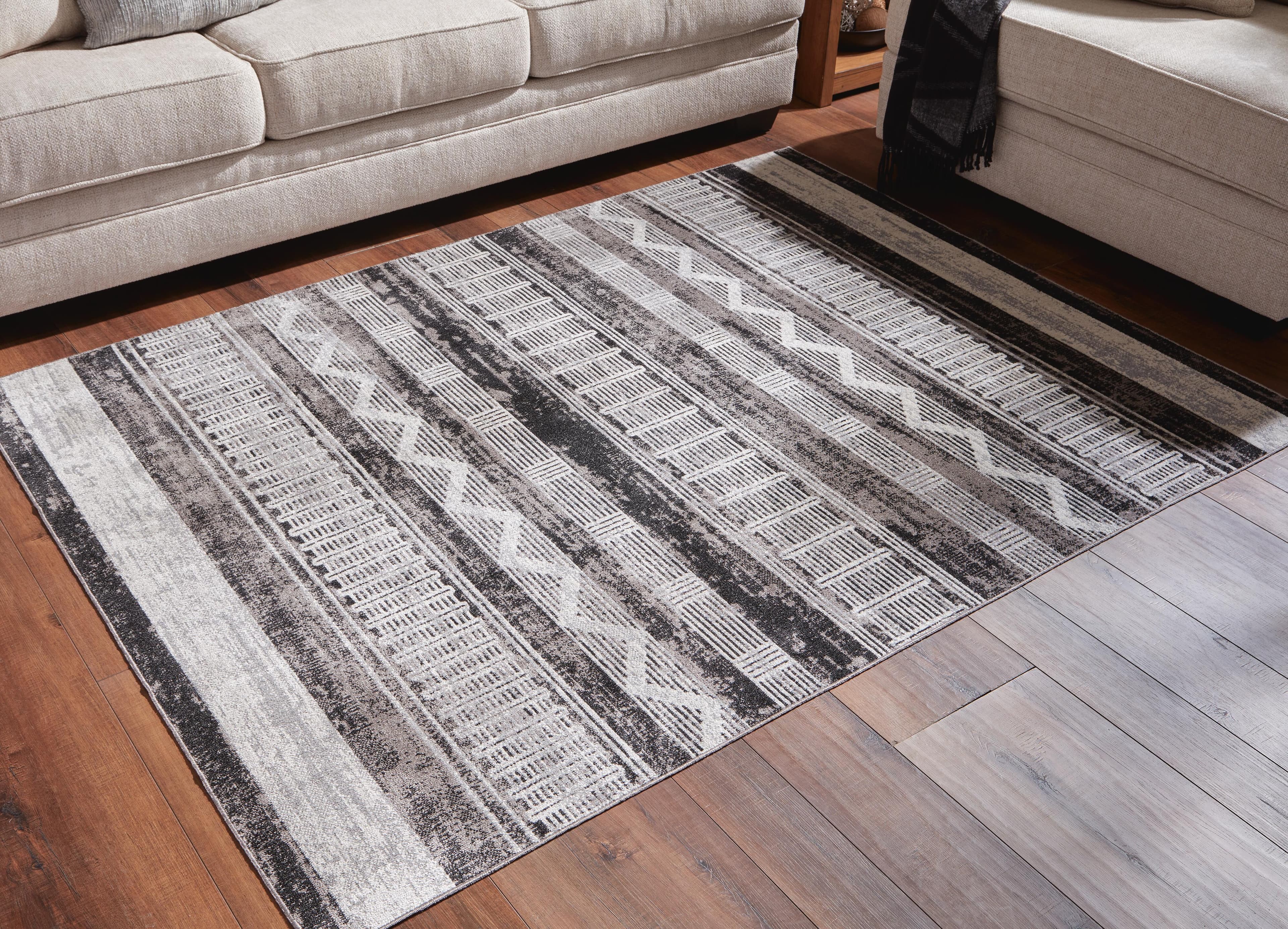 Henchester 5' x 7' Washable Rug — White & Black/Gray — view 2