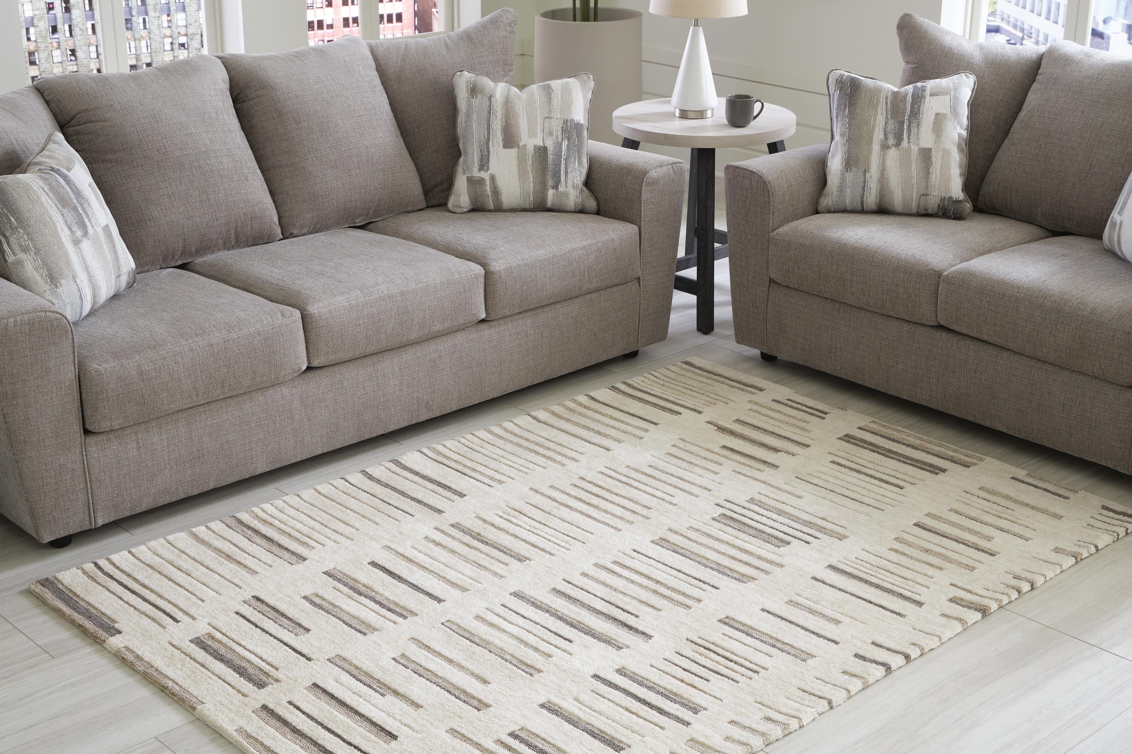 Leesdale 5' x 7' Rug — White, Black/Gray & Brown/Beige — view 2