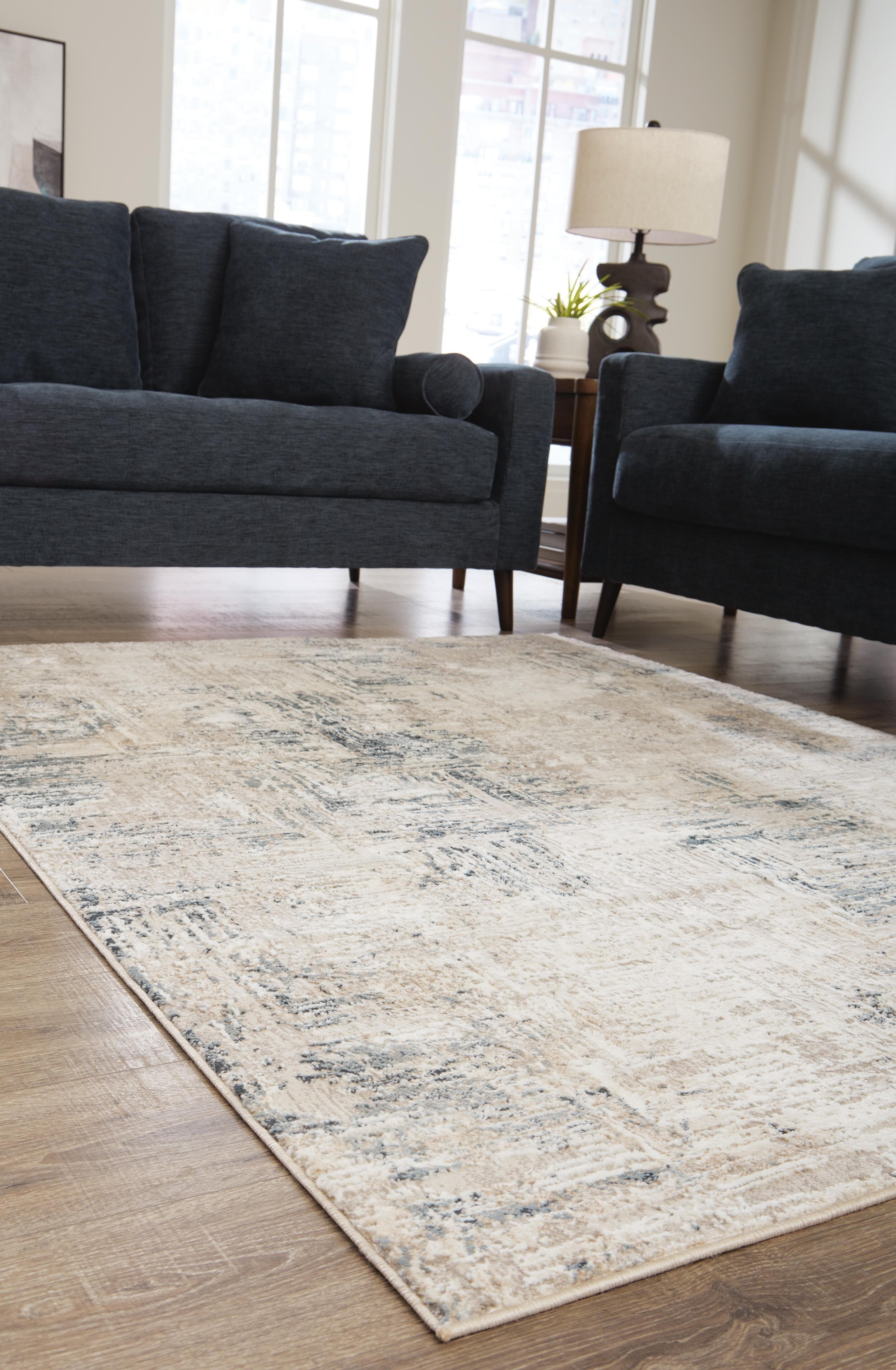 Gentor 5' x 7' Rug — White, Black/Gray, Blue & Brown/Beige — view 3