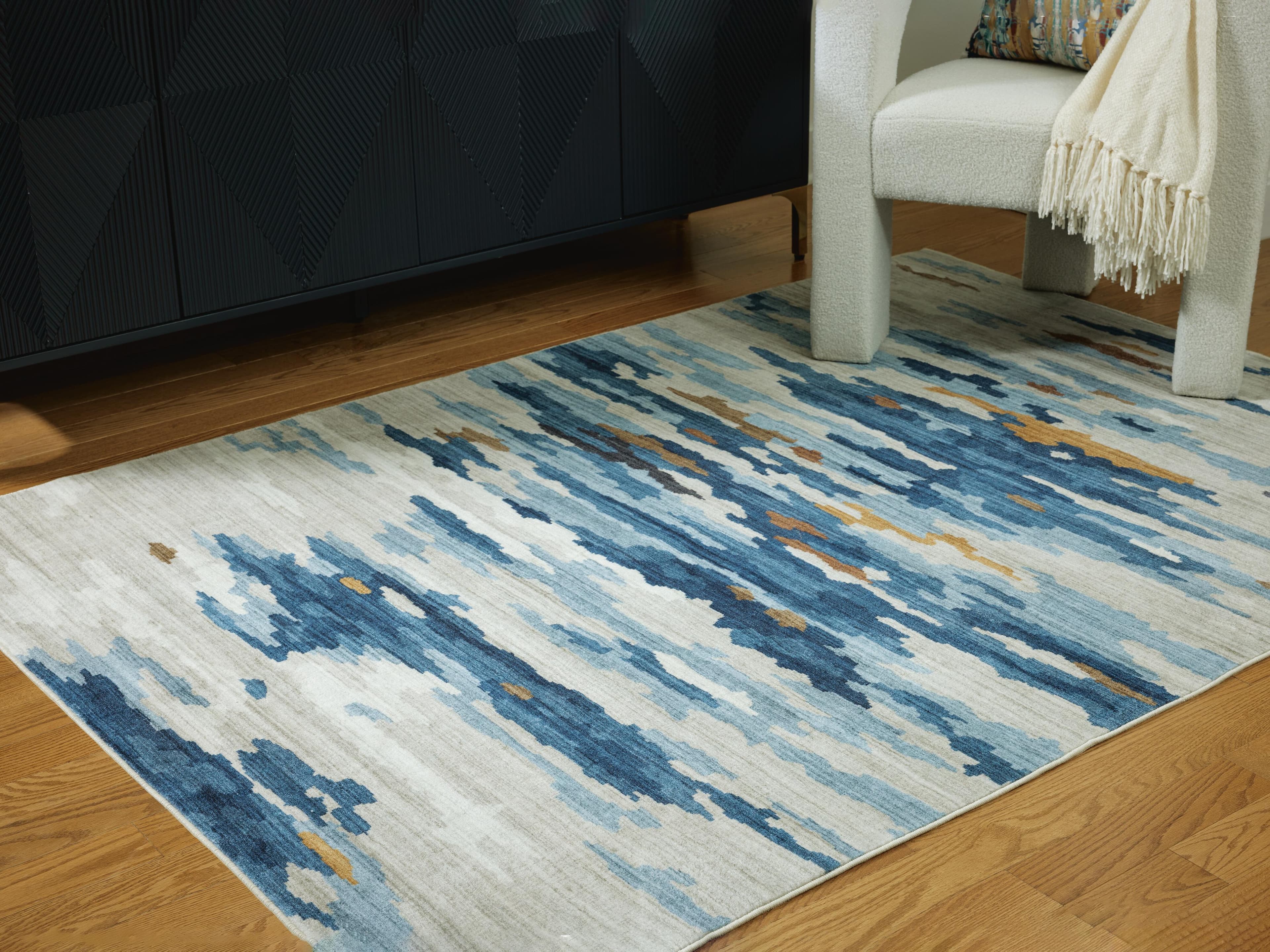 Vinlett 5' x 7' Washable Rug — Yellow, Black/Gray, Blue, Brown/Beige & Red/Burgundy — view 2
