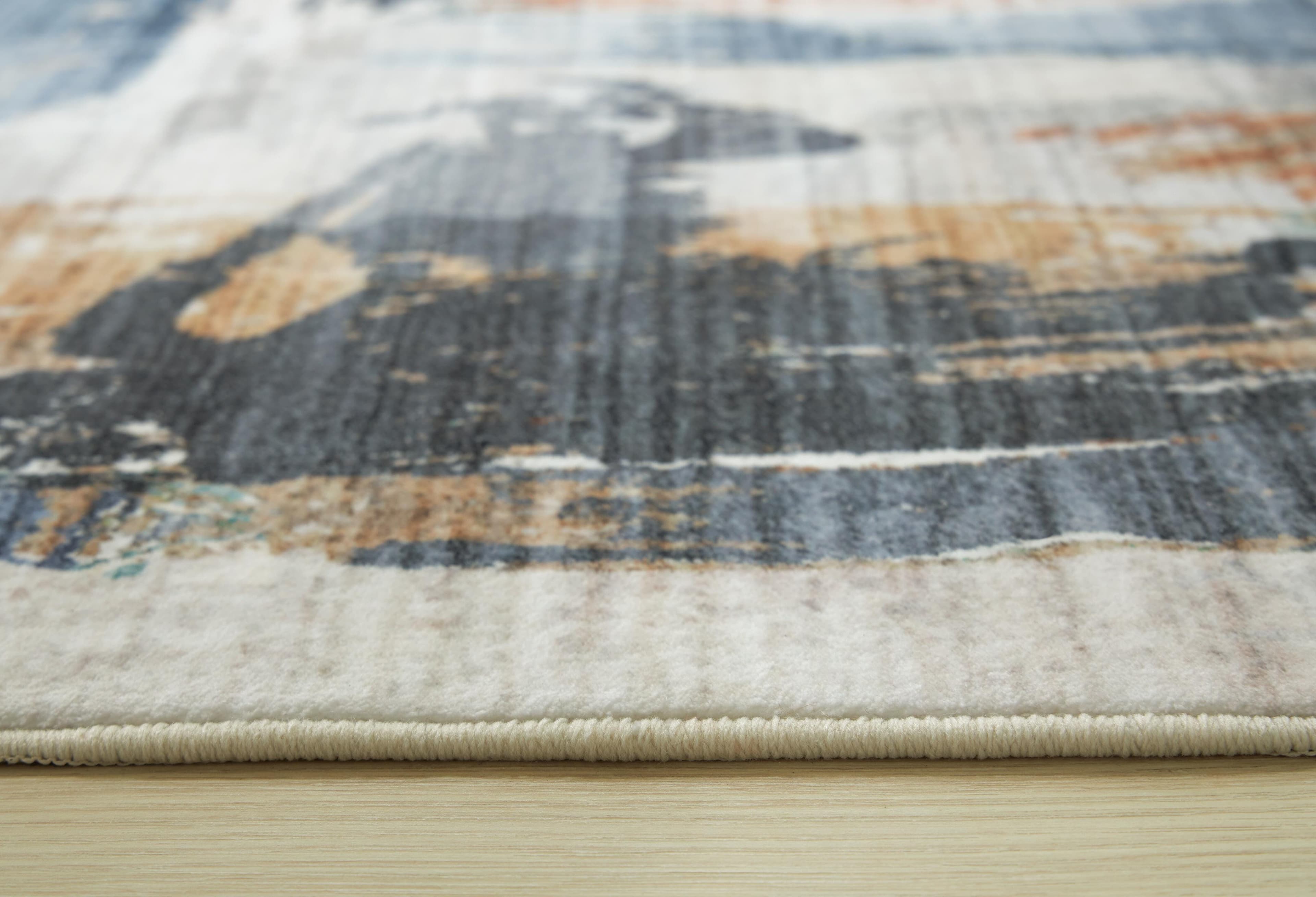 Hessland 8' x 10' Washable Rug — Orange, Black/Gray, Blue & Green — view 3