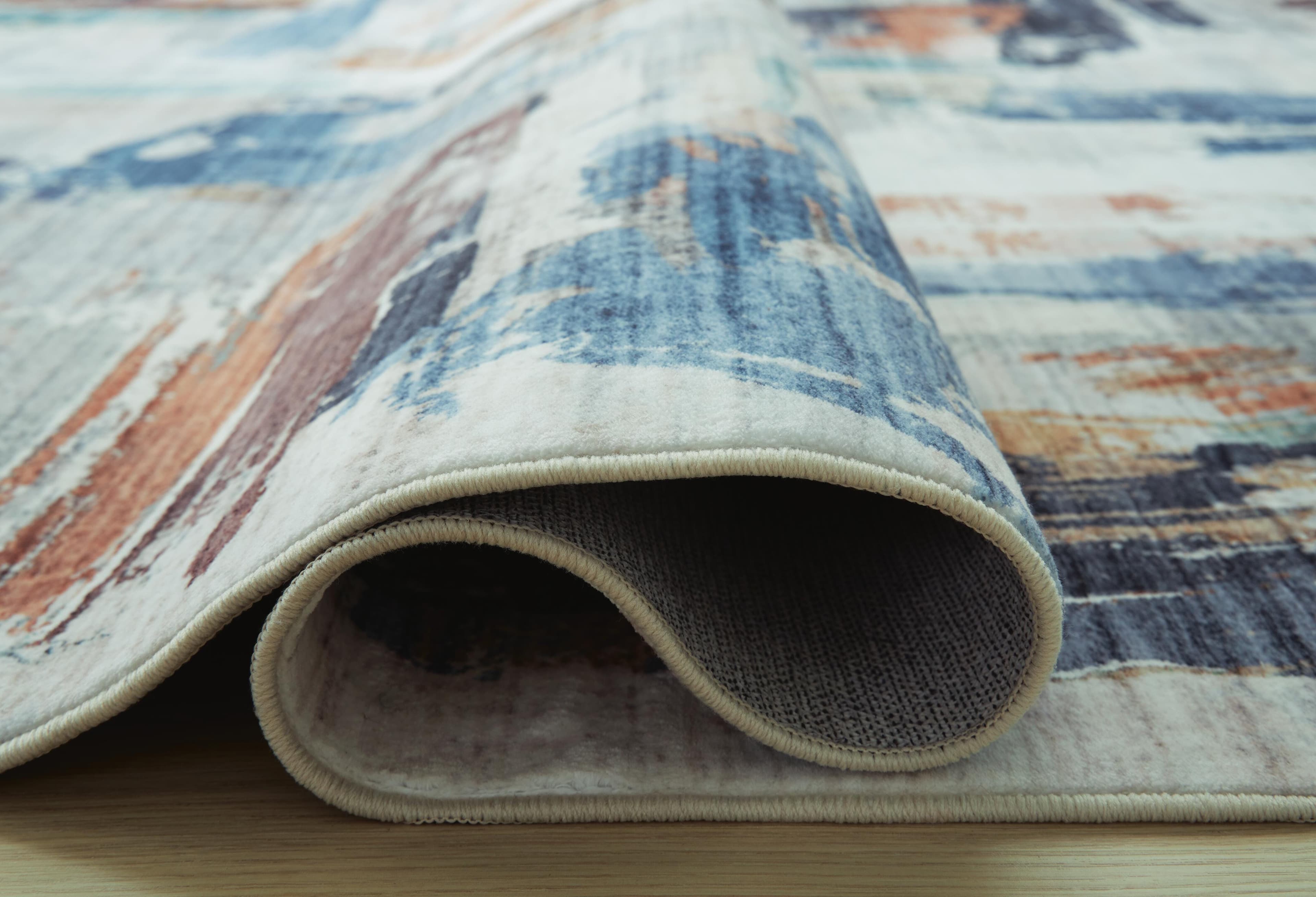 Hessland 8' x 10' Washable Rug — Orange, Black/Gray, Blue & Green — view 4