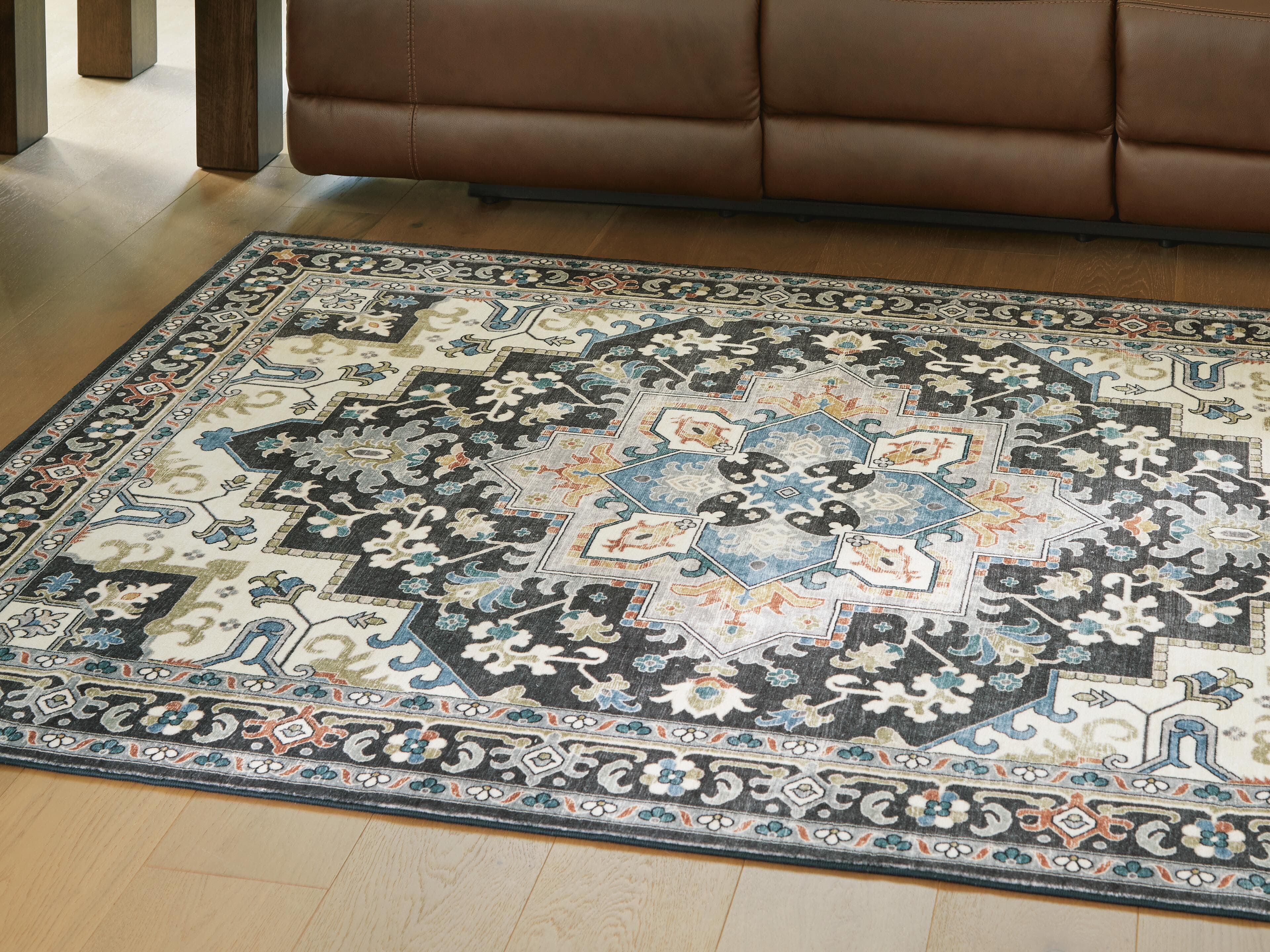 Leningston 8' x 10' Washable Rug — Yellow, Black/Gray, Blue & Red/Burgundy — view 2