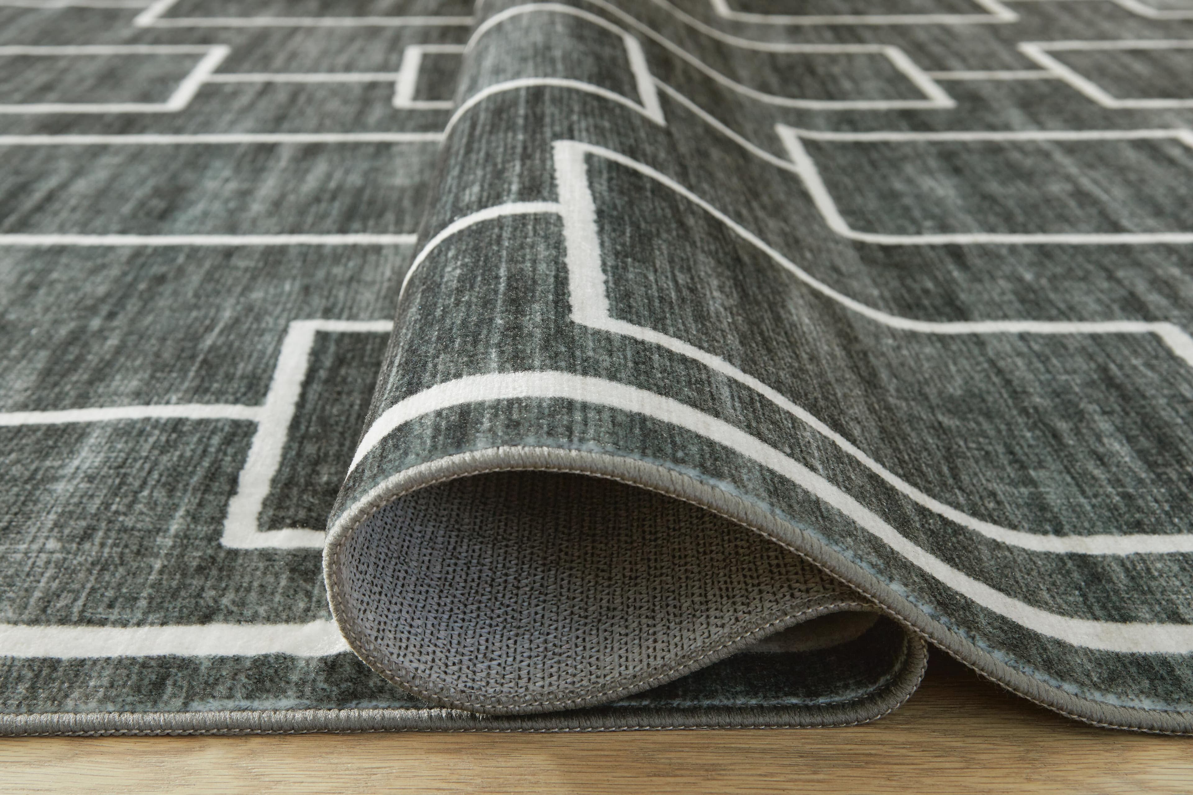 Elderland Washable 7'6" x 9'6" Area Rug — Black/Gray — view 4