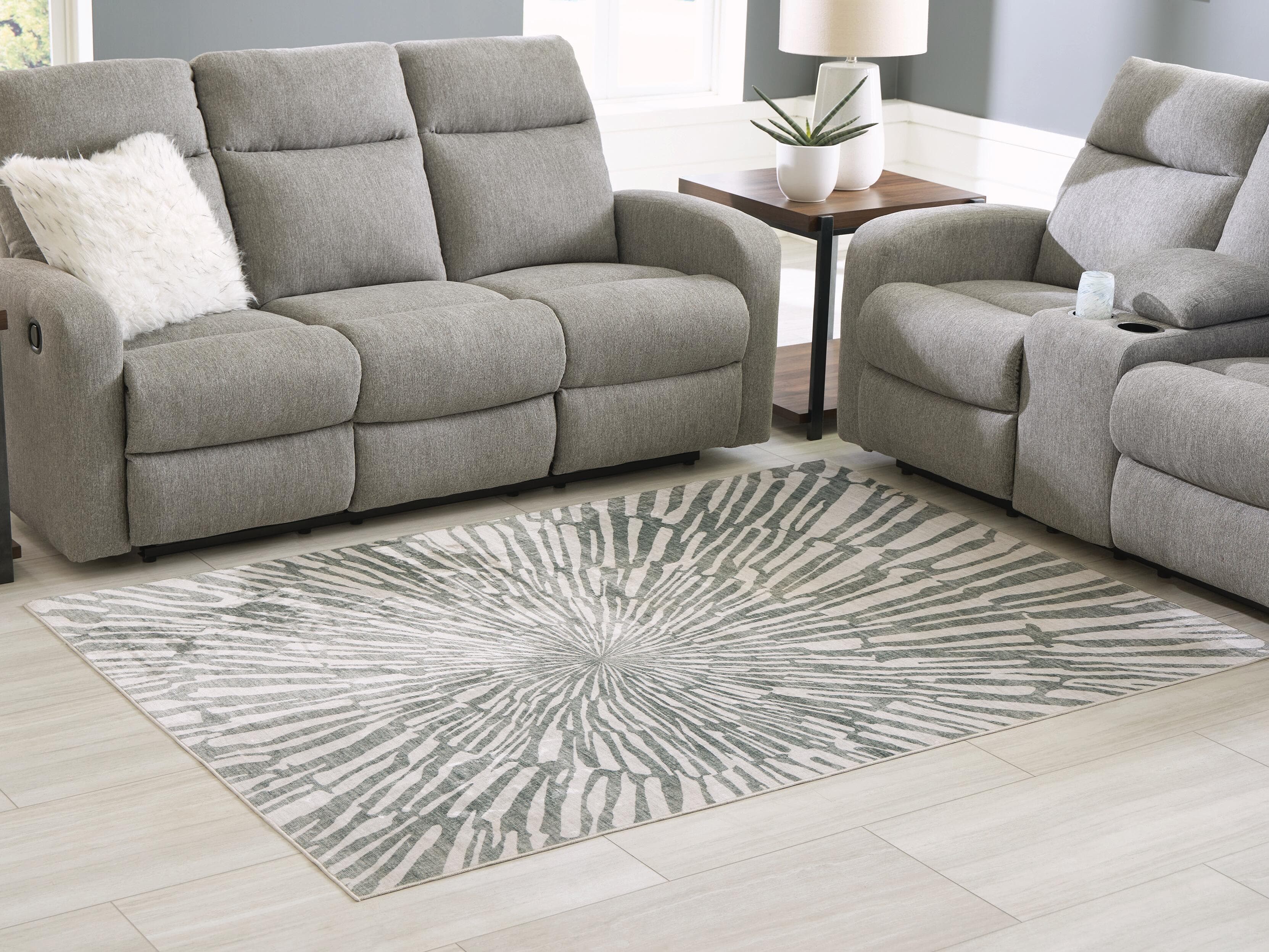 Verland Washable 5' x 7' Area Rug — Gray/White — view 2