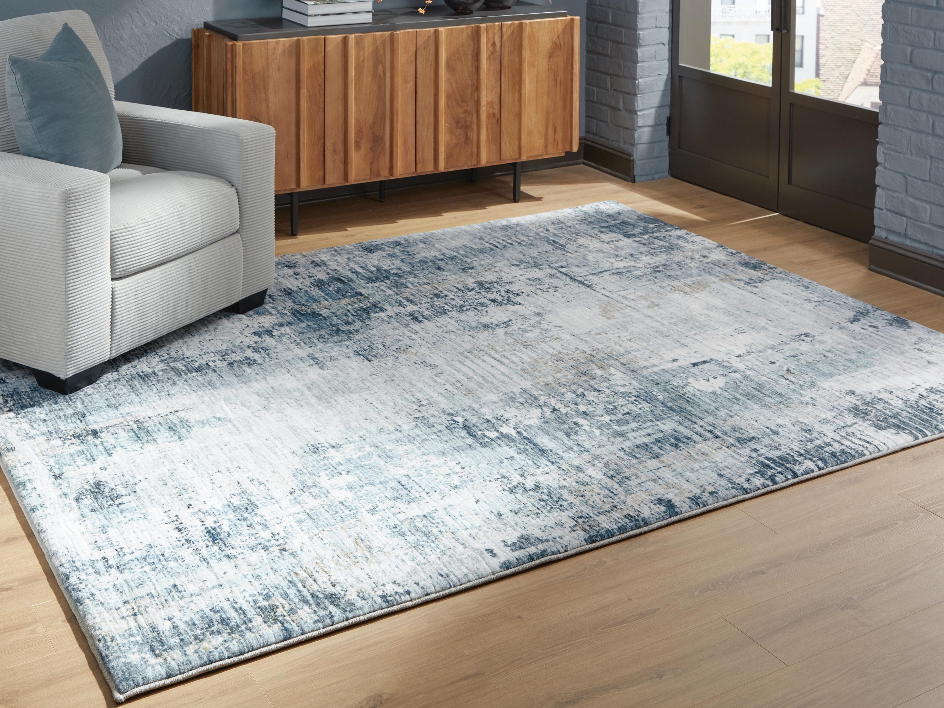 Arlenmont 7'6" X 9'6" Memory Foam Area Rug — Blue/White/Brown — view 2
