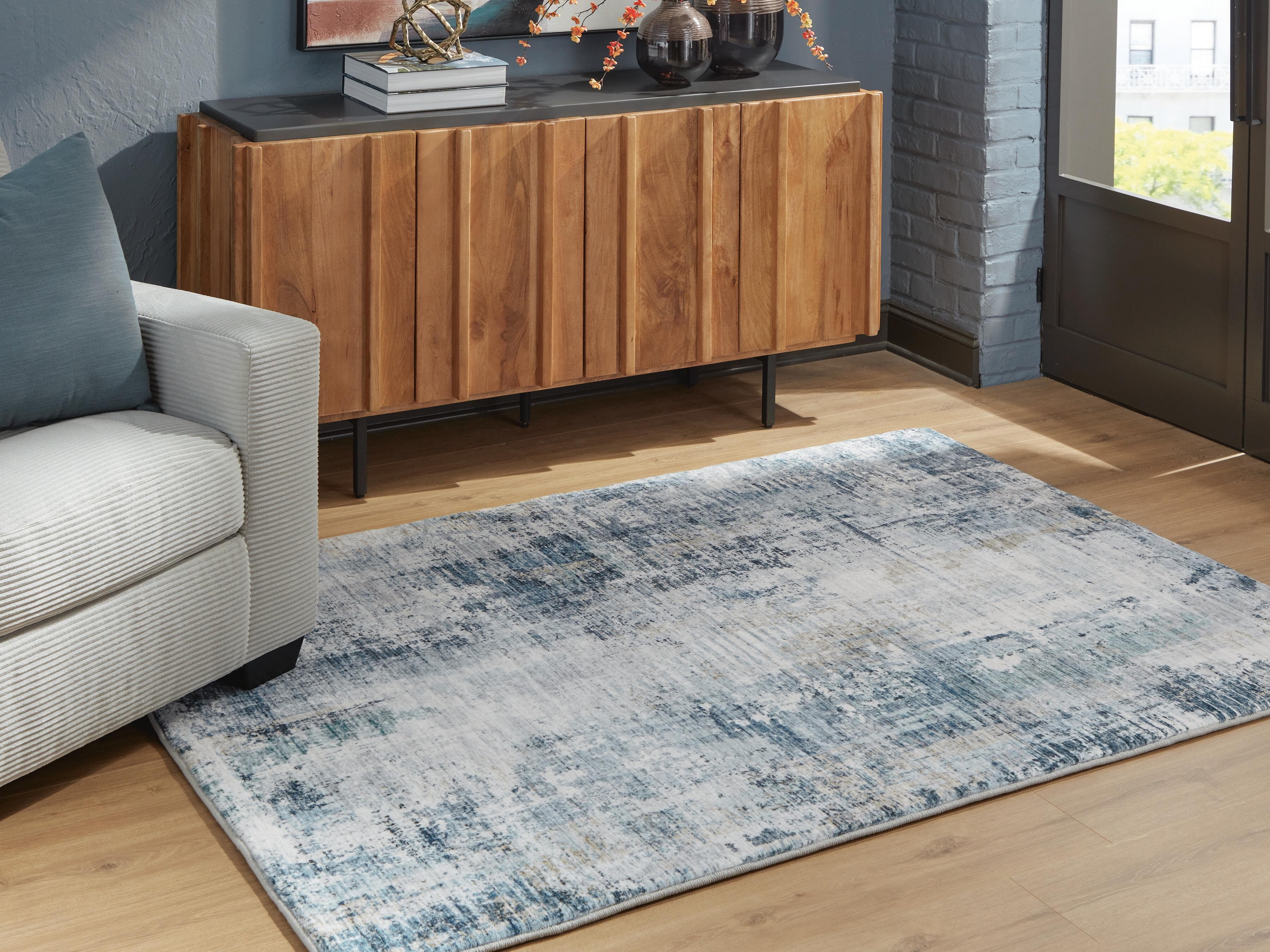 Arlenmont 5' x 7' Memory Foam Area Rug — Blue/White/Brown — view 2