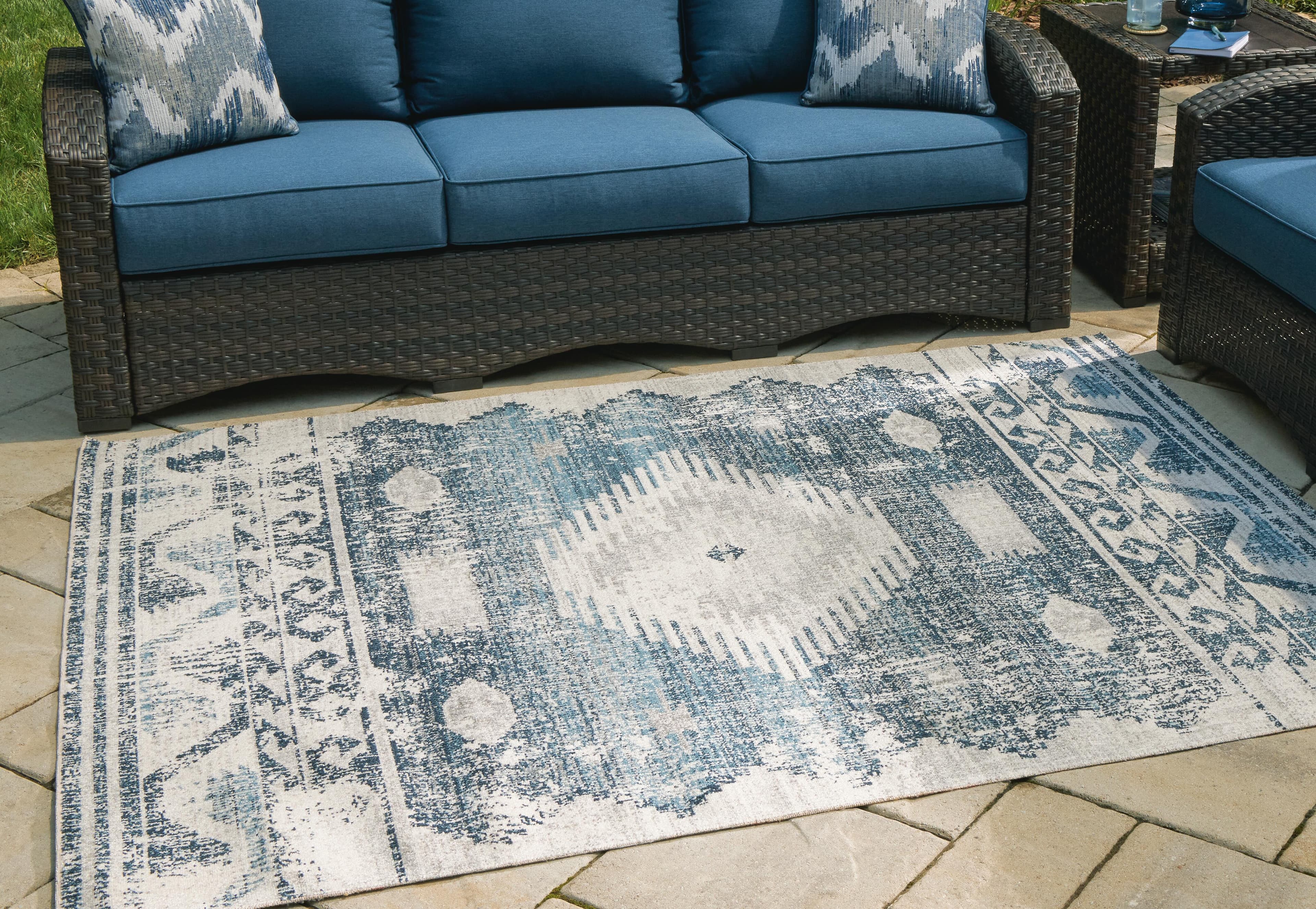 Daddridge 5' x 7' Rug — White, Black/Gray & Blue — view 2
