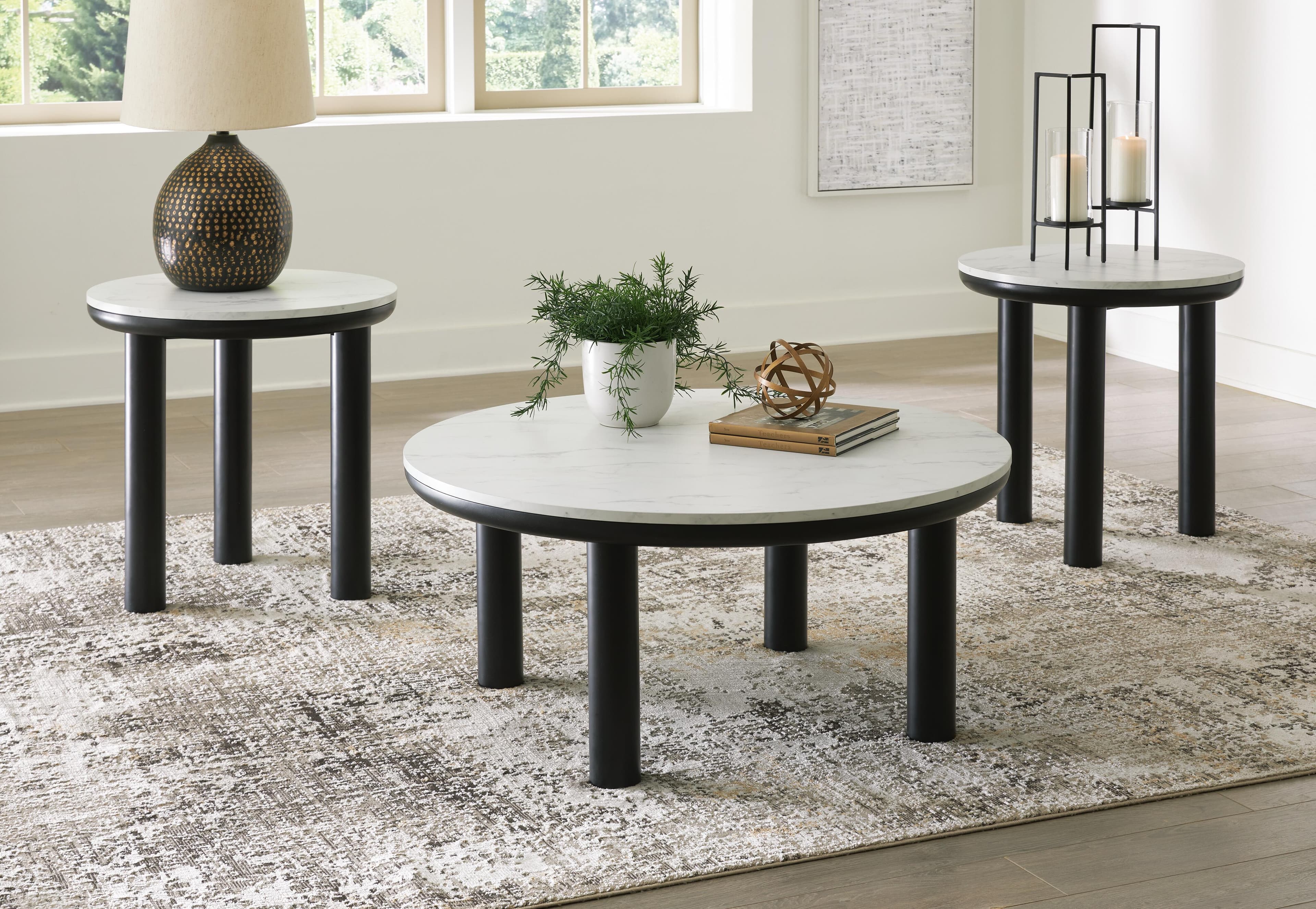 Xandrum Table (Set of 3) — White & Black/Gray — view 2