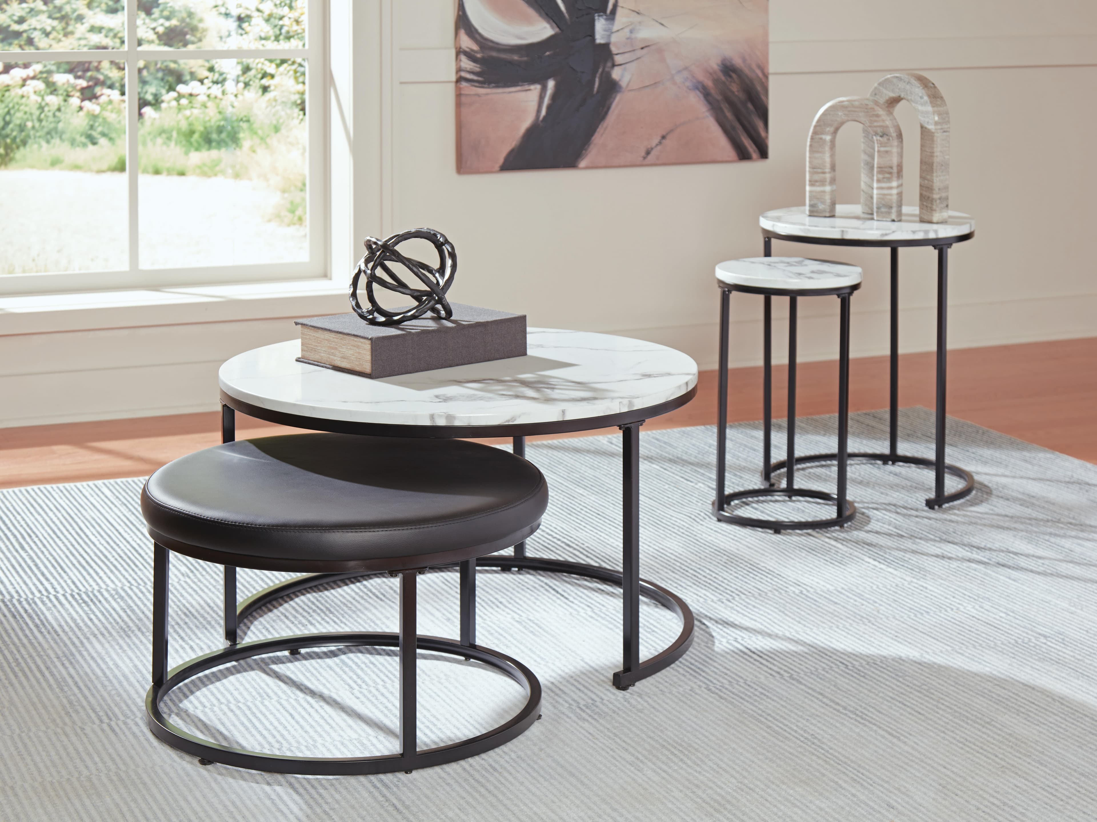 Jusmour Table (Set of 4) — White & Black/Gray — view 2
