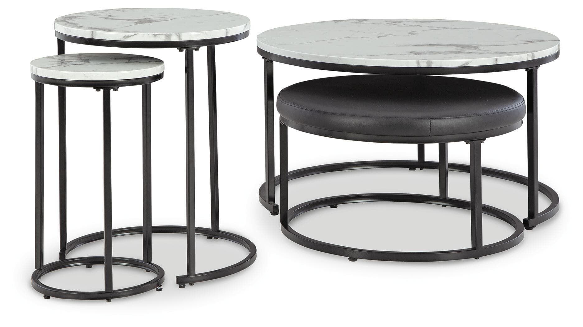 Jusmour Table (Set of 4) — White & Black/Gray — view 3