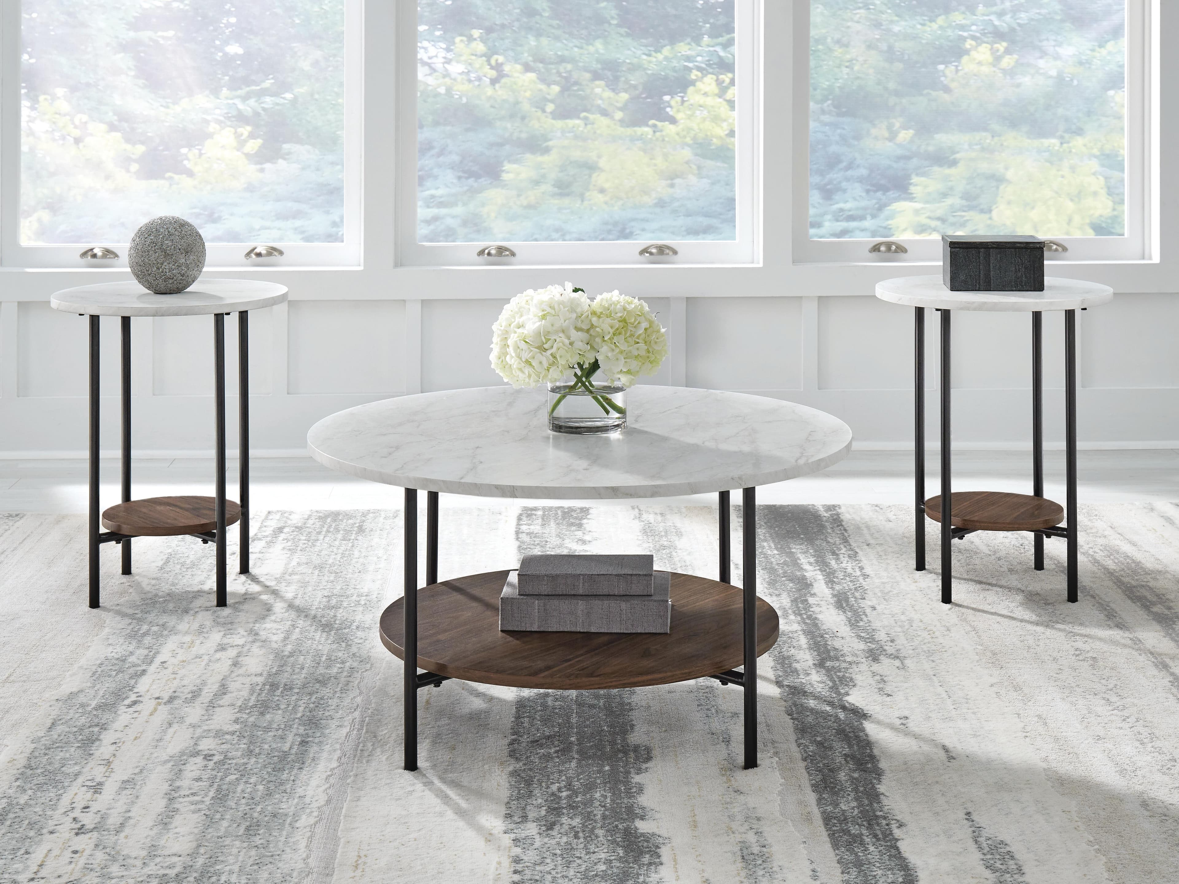 Wrenwich Table (Set of 3) — White, Black/Gray & Brown/Beige — view 2