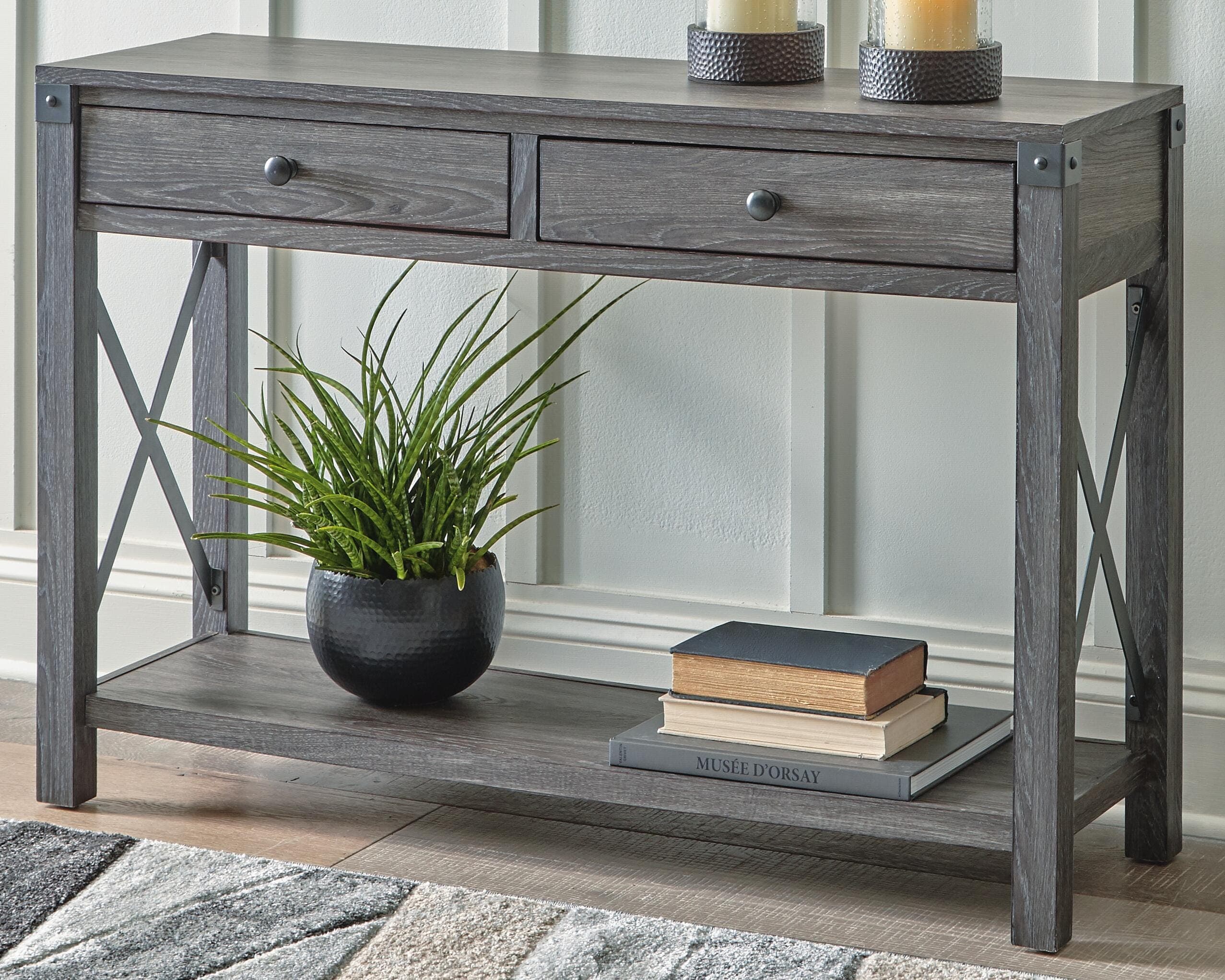 Freedan Sofa/Console Table — Black/Gray — view 2