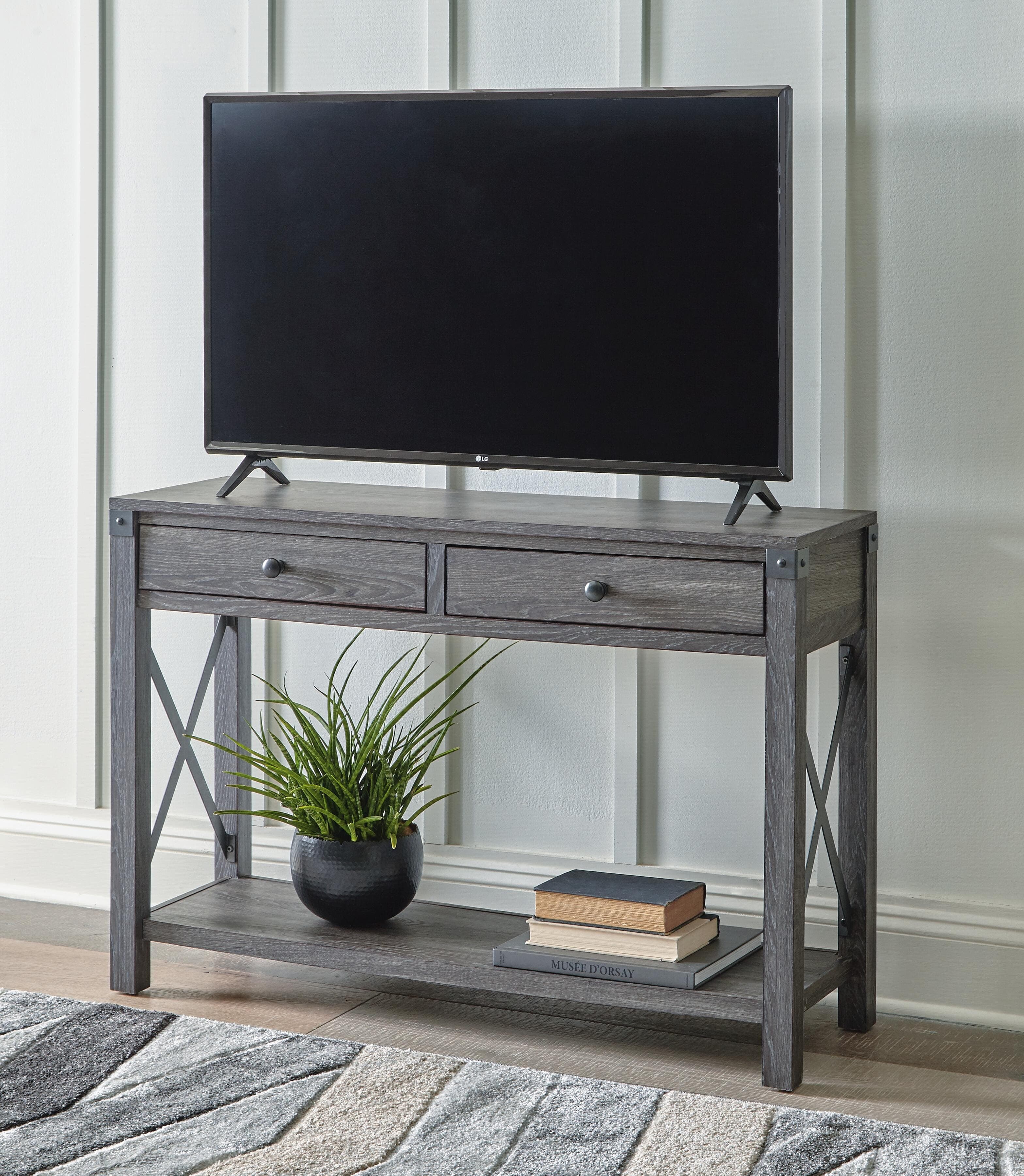 Freedan Sofa/Console Table — Black/Gray — view 6