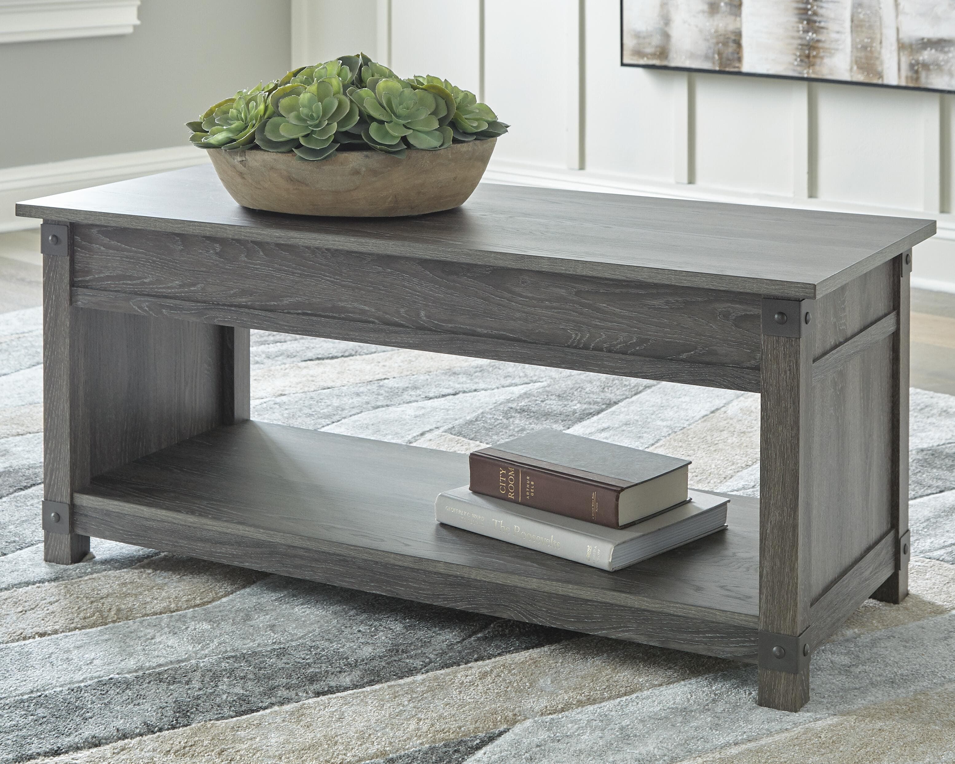 Freedan Lift-Top Coffee Table — Black/Gray — view 2